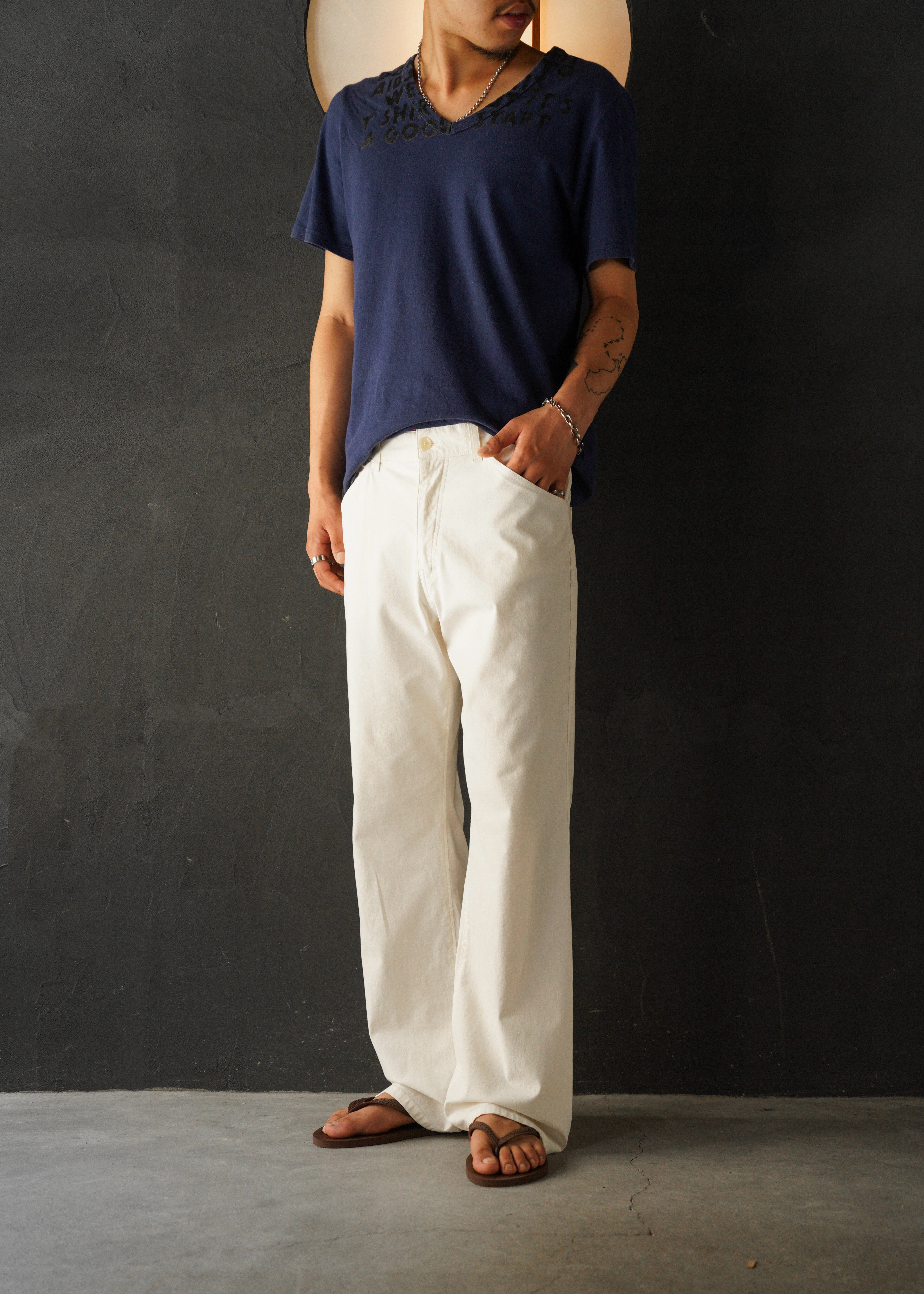 90’s JIL SANDER wide straight stretch cotton trousers