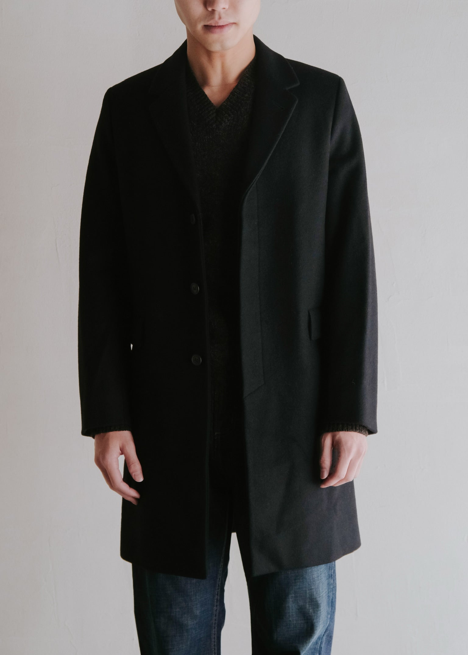 90's A.P.C. fly front wool chesterfield coat