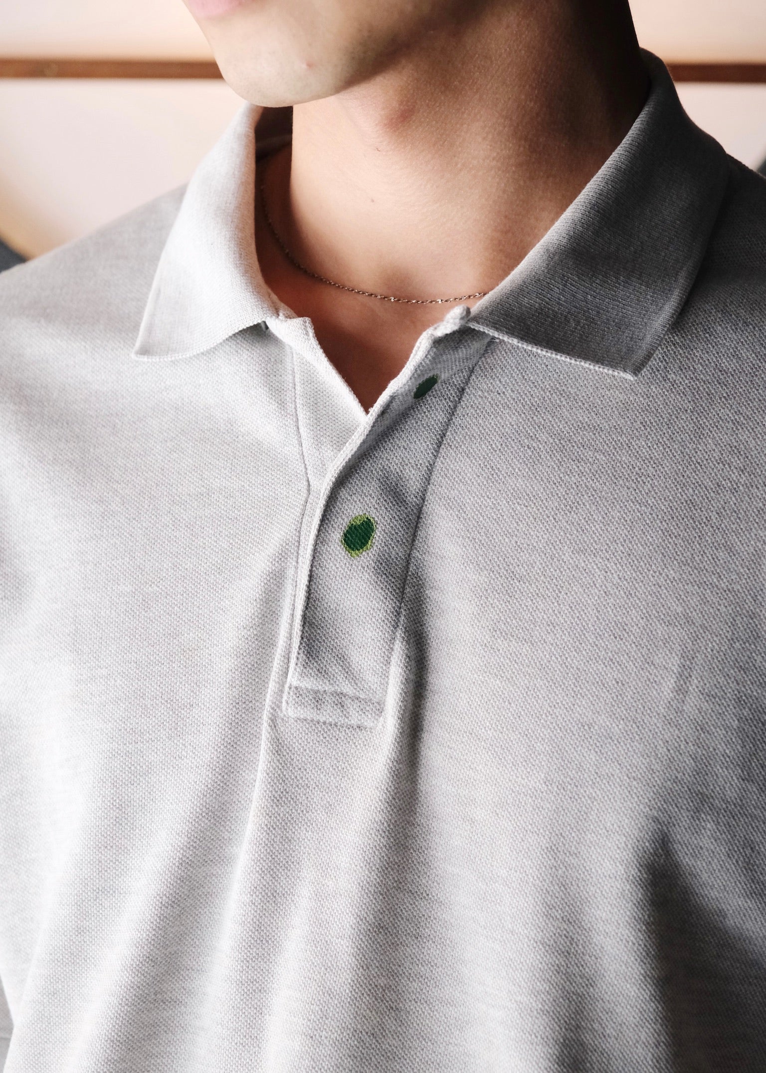 80's iM by MIYAKE DESIGN STUDIO painted fly front polo shirt