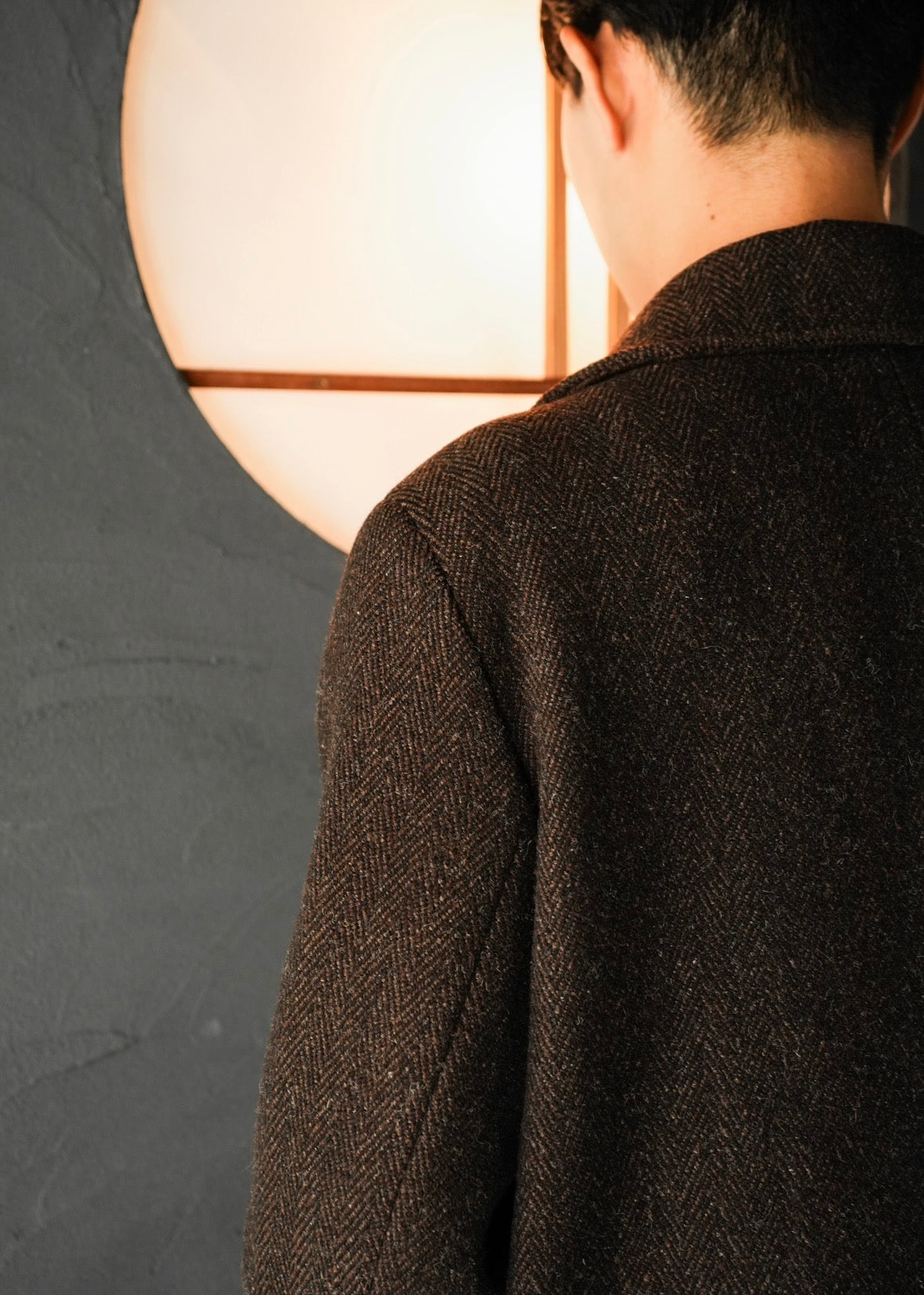90’s agnes b. homme herringbone wool half coat