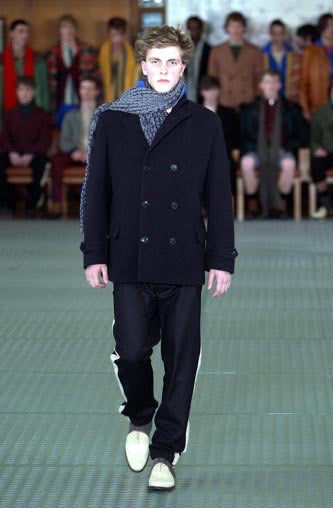 DRIES VAN NOTEN 03AW side line wool easy pants