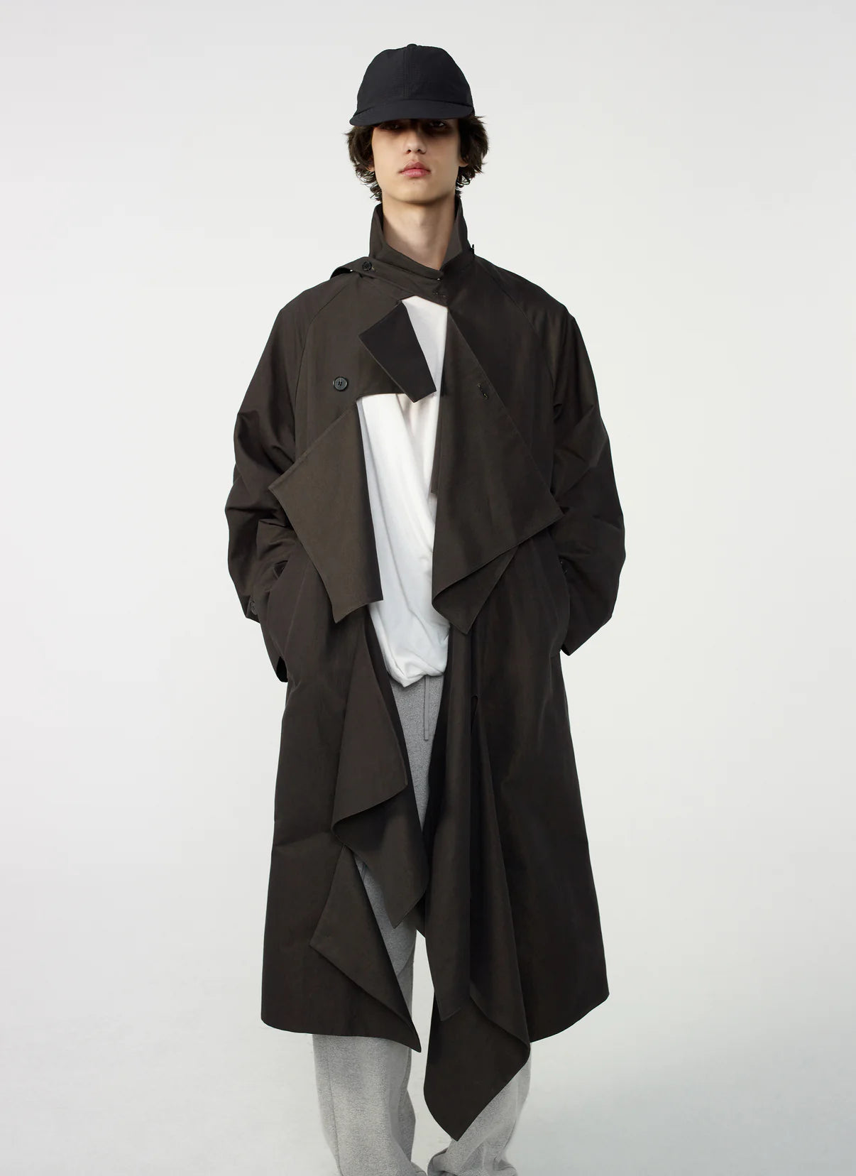 POST ARCHIVE FACTION 26SS Trimmed Coat / Earth