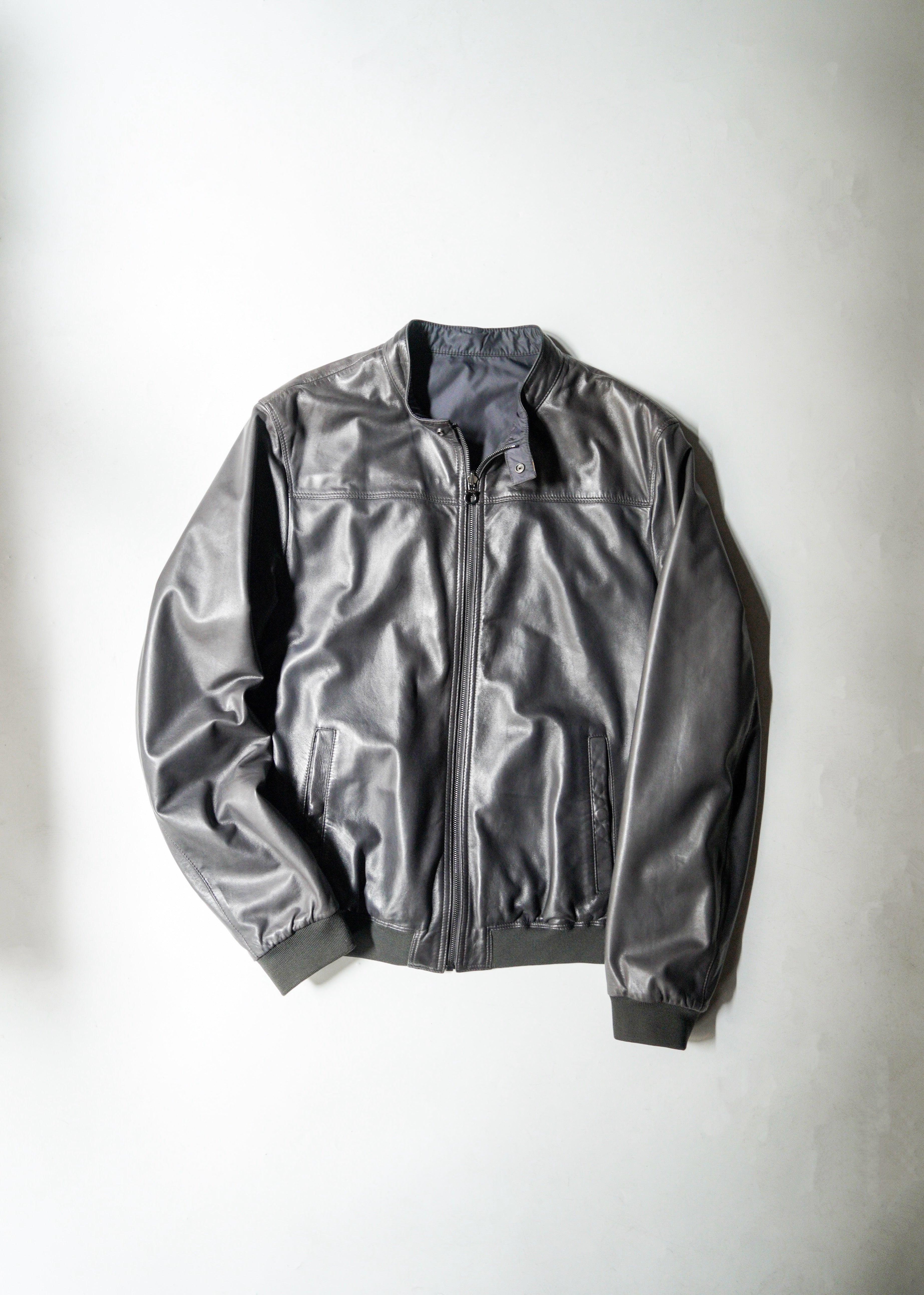 90’s Salvatore Ferragamo reversible single zip up leather jacket