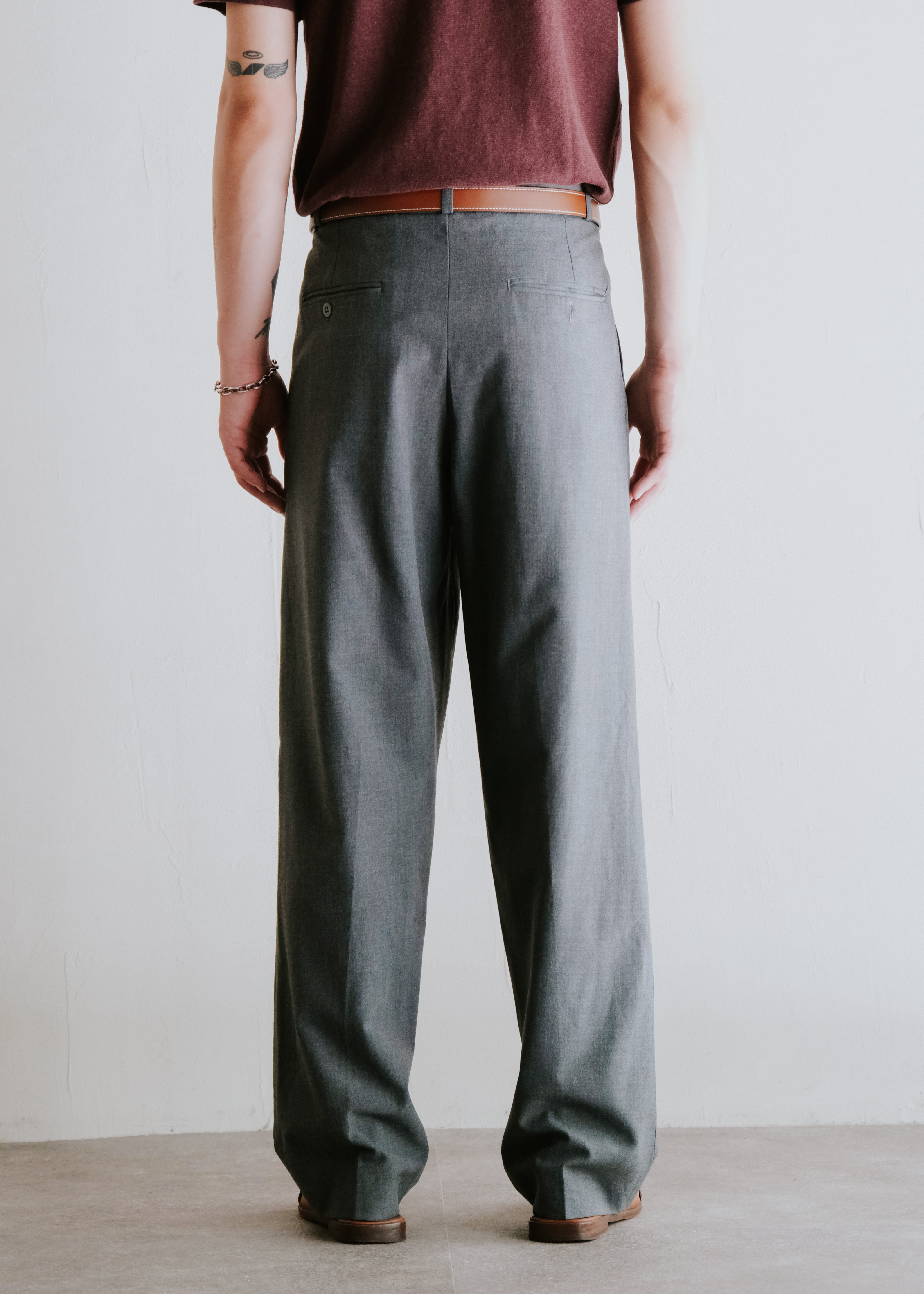 Tucked wide tapered slacks