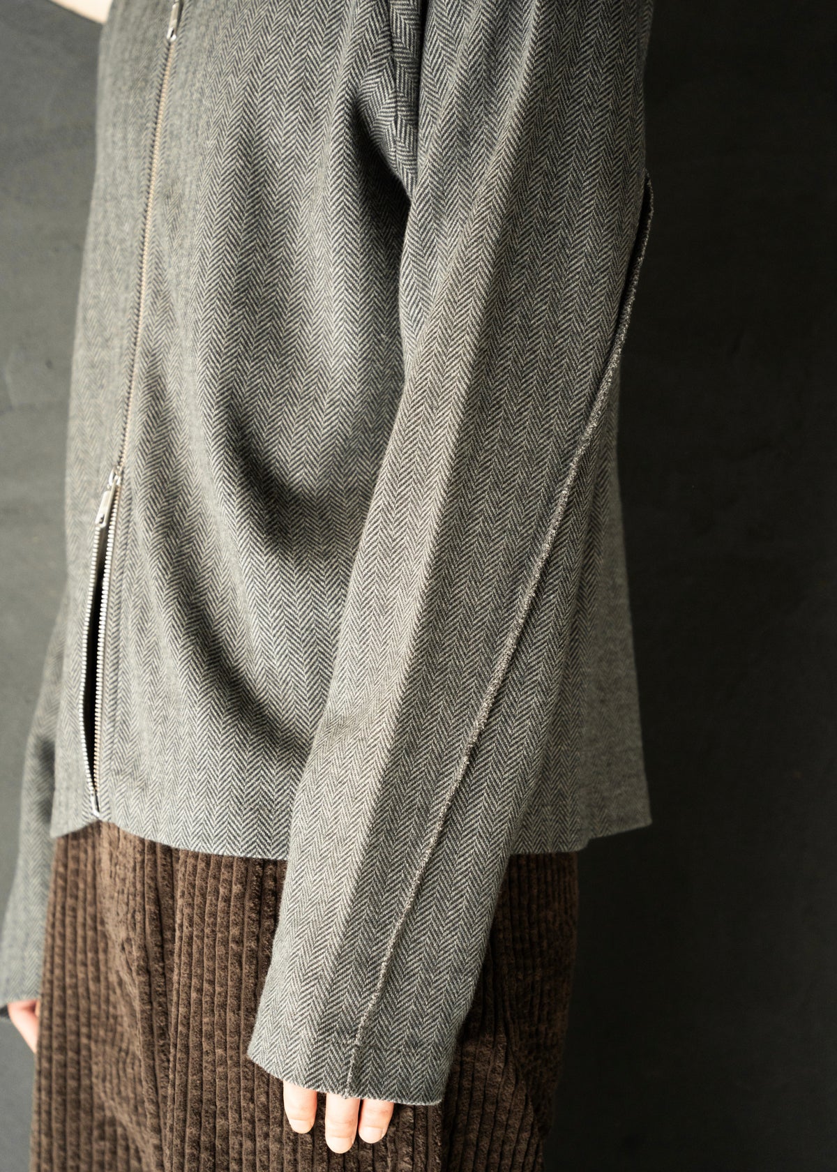 mfpen 26AW Leisure Zip Up / Grey Herringbone