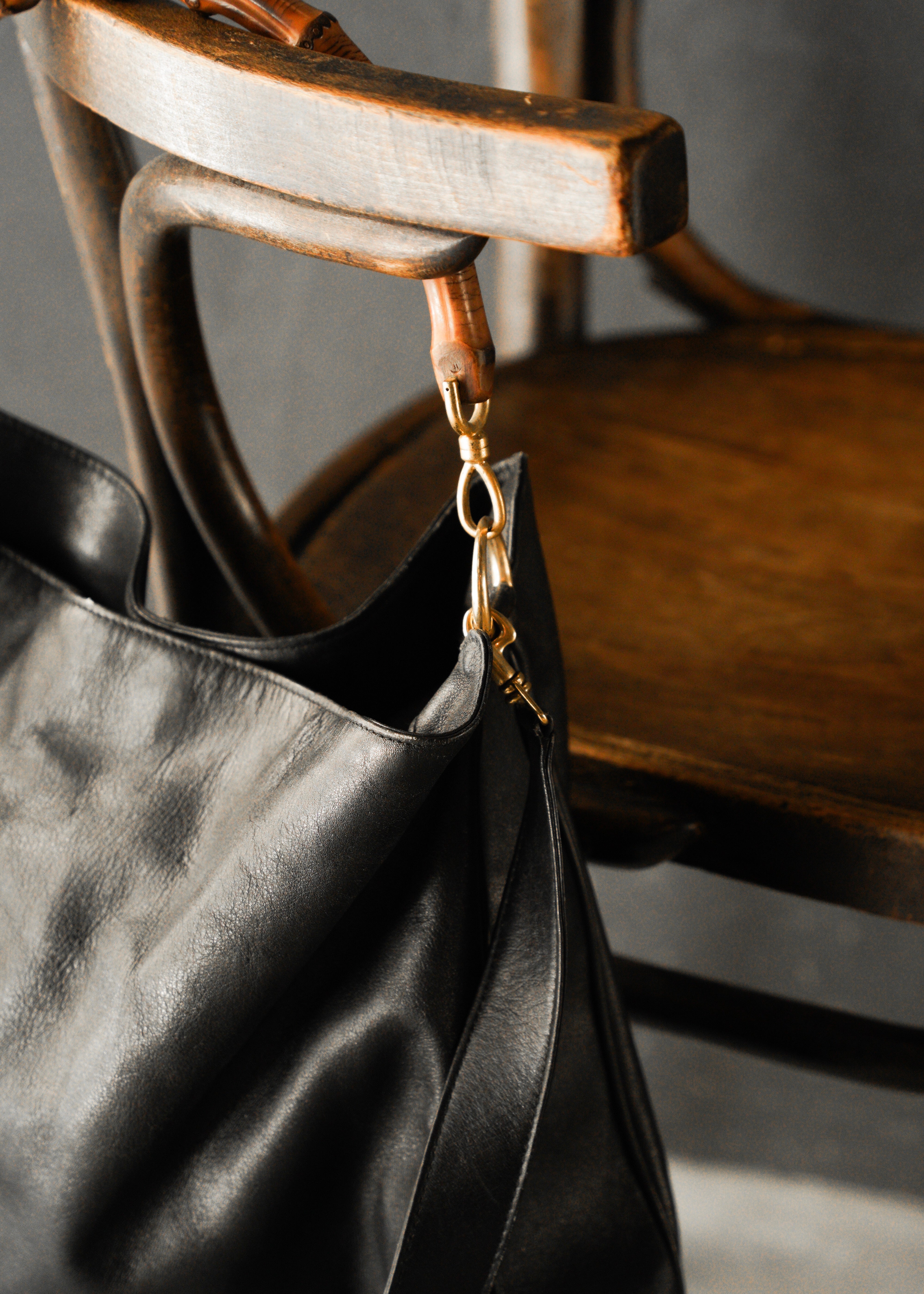90-00’s GUCCI bamboo handle 2 way leather shoulder bag