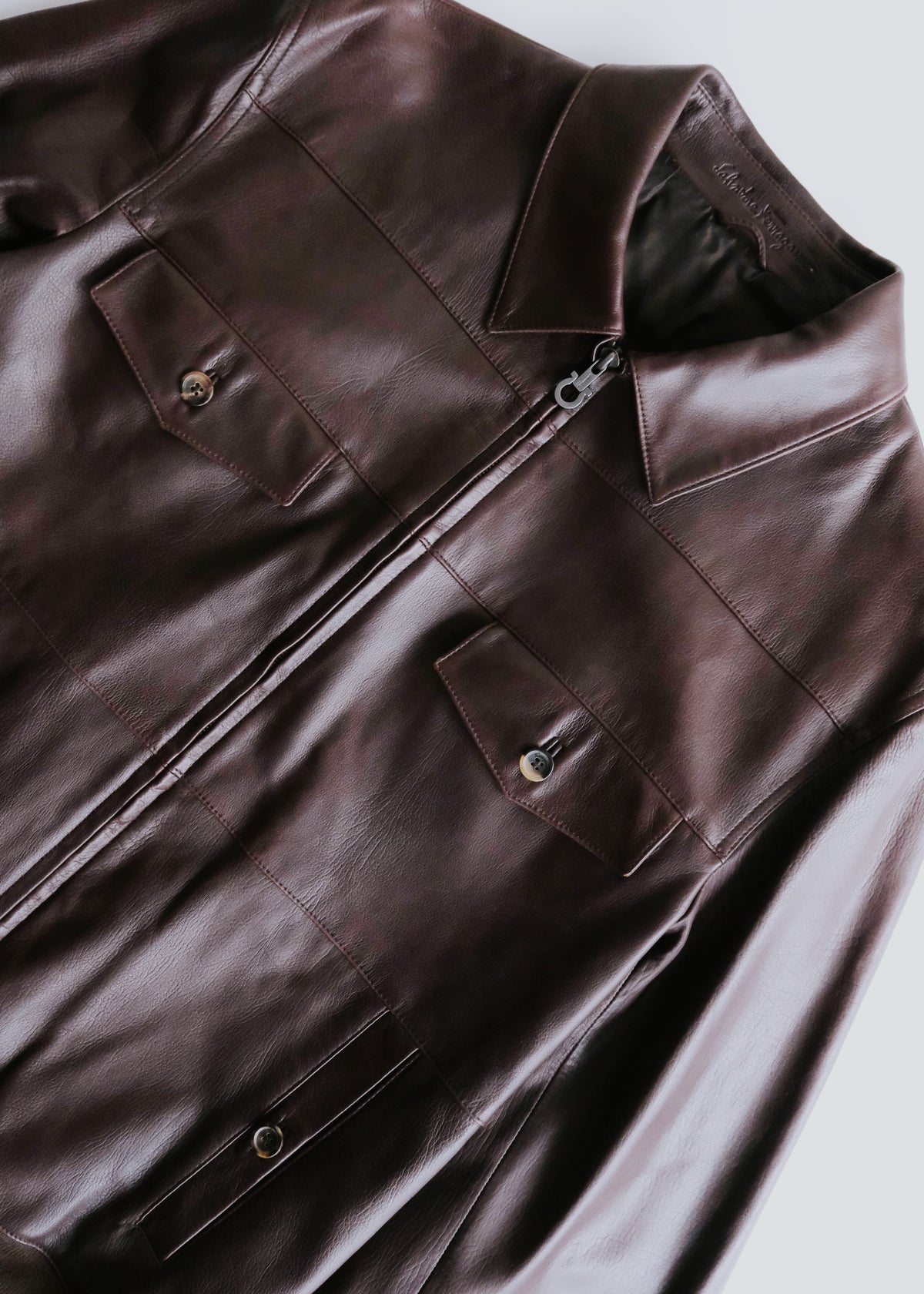 90-00's Salvatore Ferragamo 4 pockets zip up leather blouson