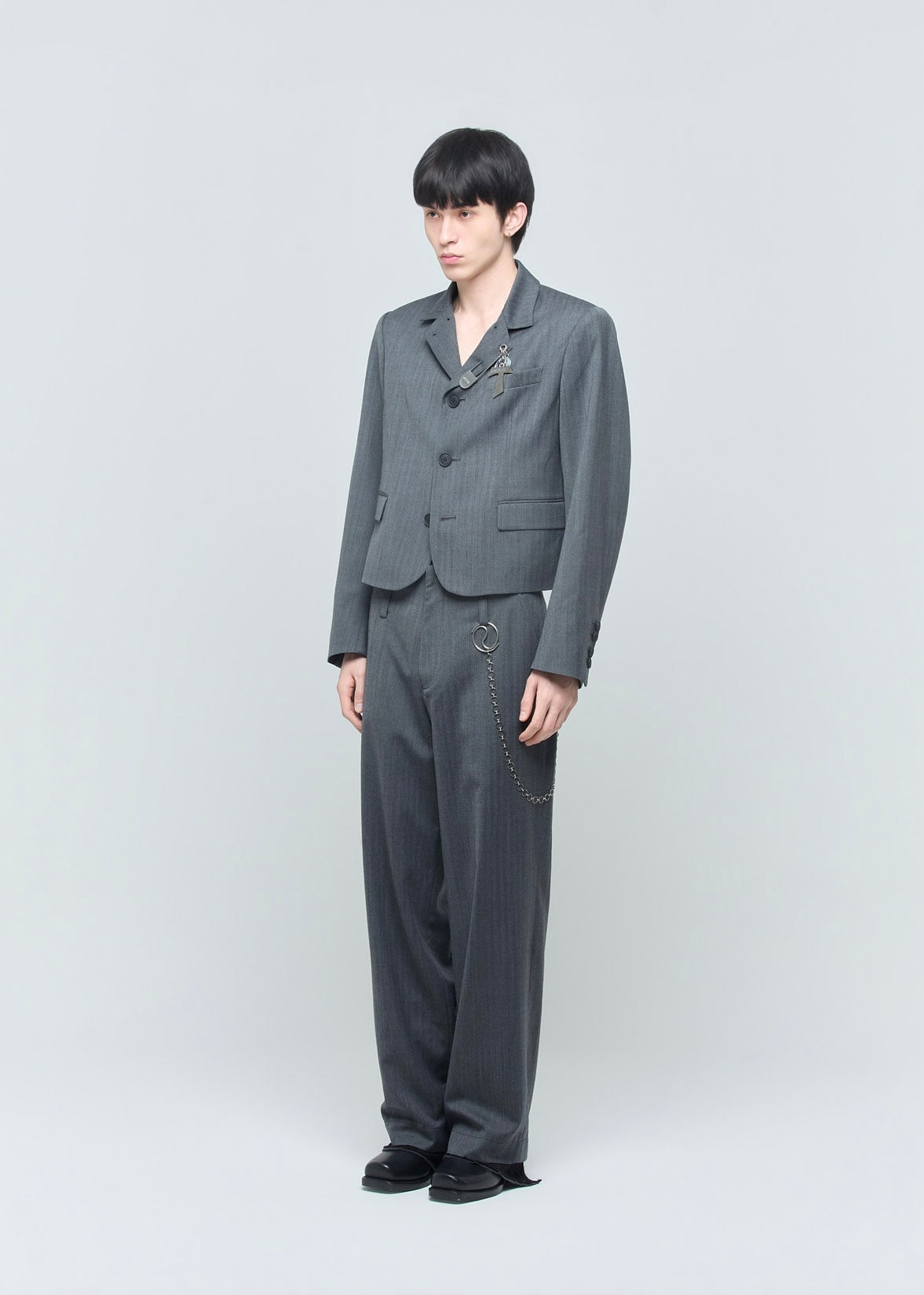 SHOOP 26AW RAYMOND CHAIN TROUSERS / Grey Herringbone