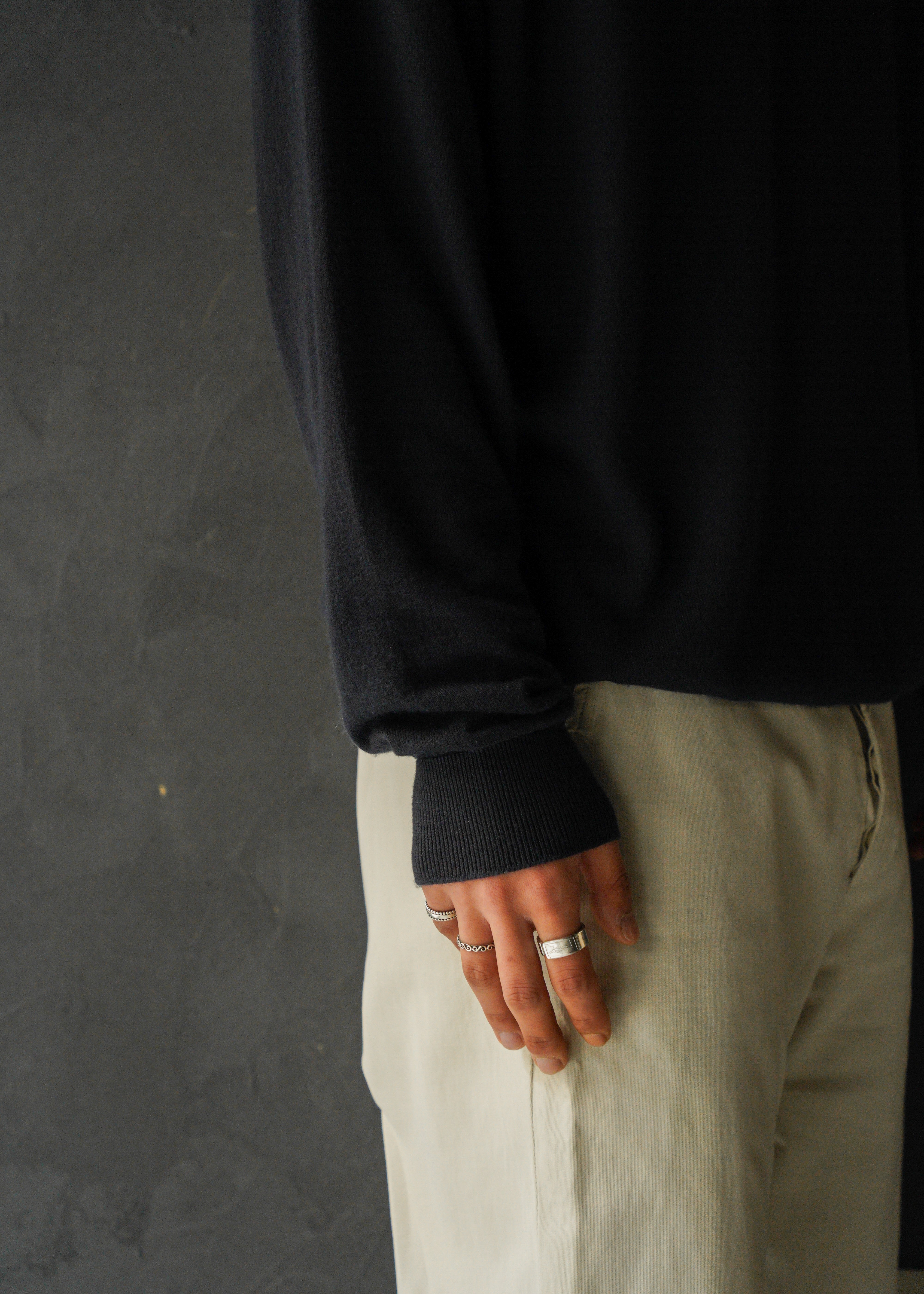 00’s Salvatore Ferragamo cotton blend cashmere raglan sleeve crew neck knit