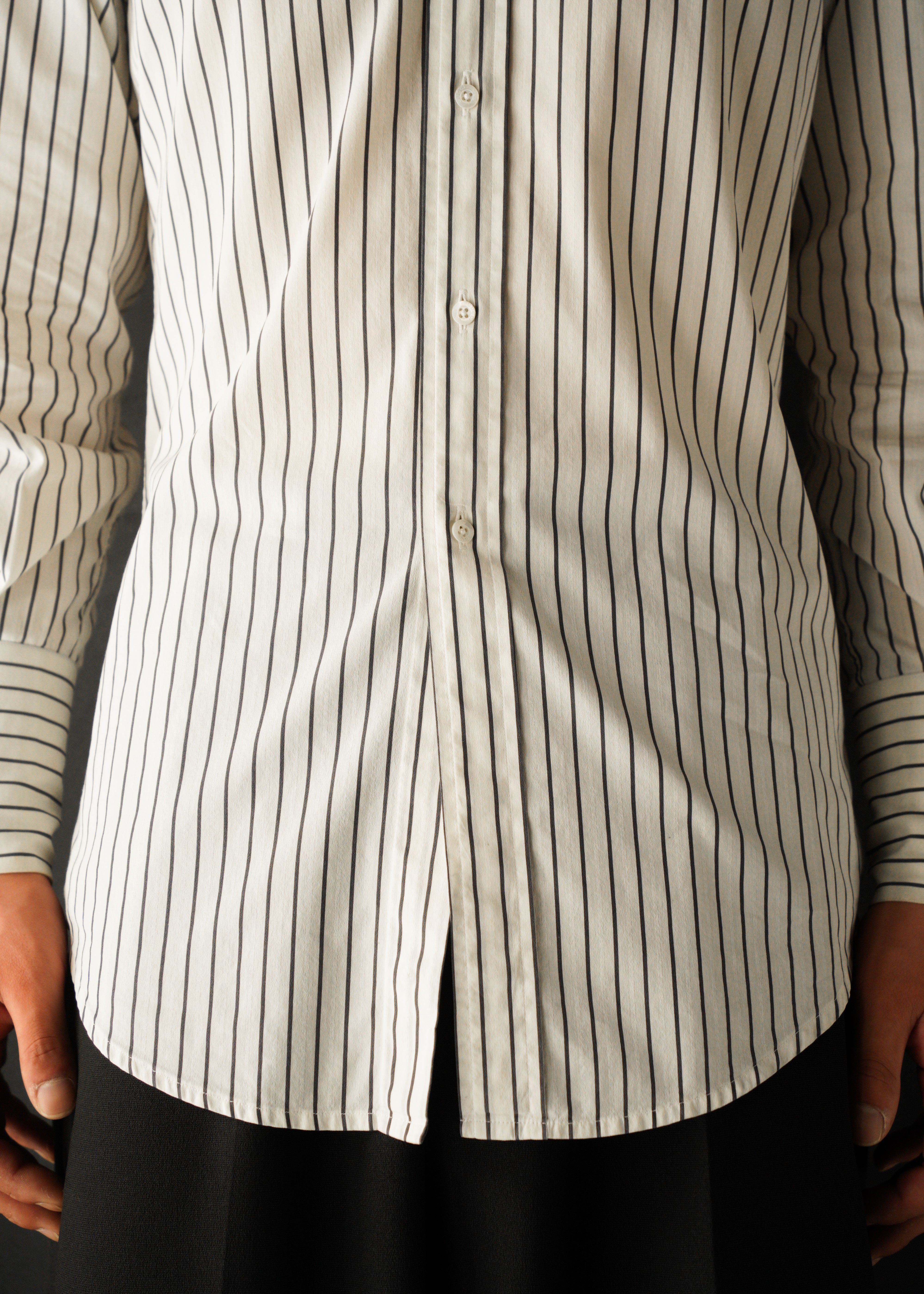 00’s GUCCI wide collar stripe cotton shirt