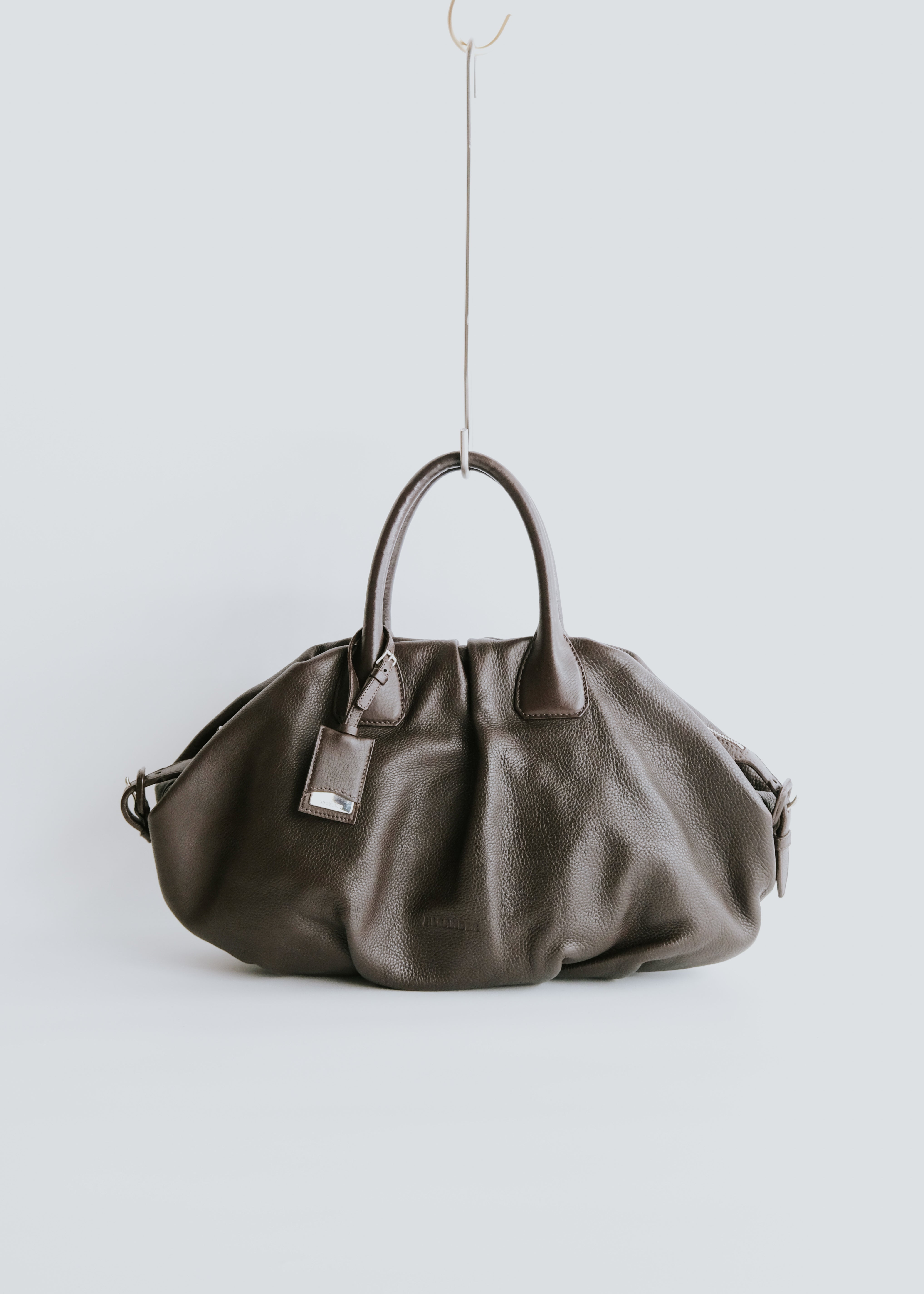 00's JIL SANDER gathered leather top handle bag