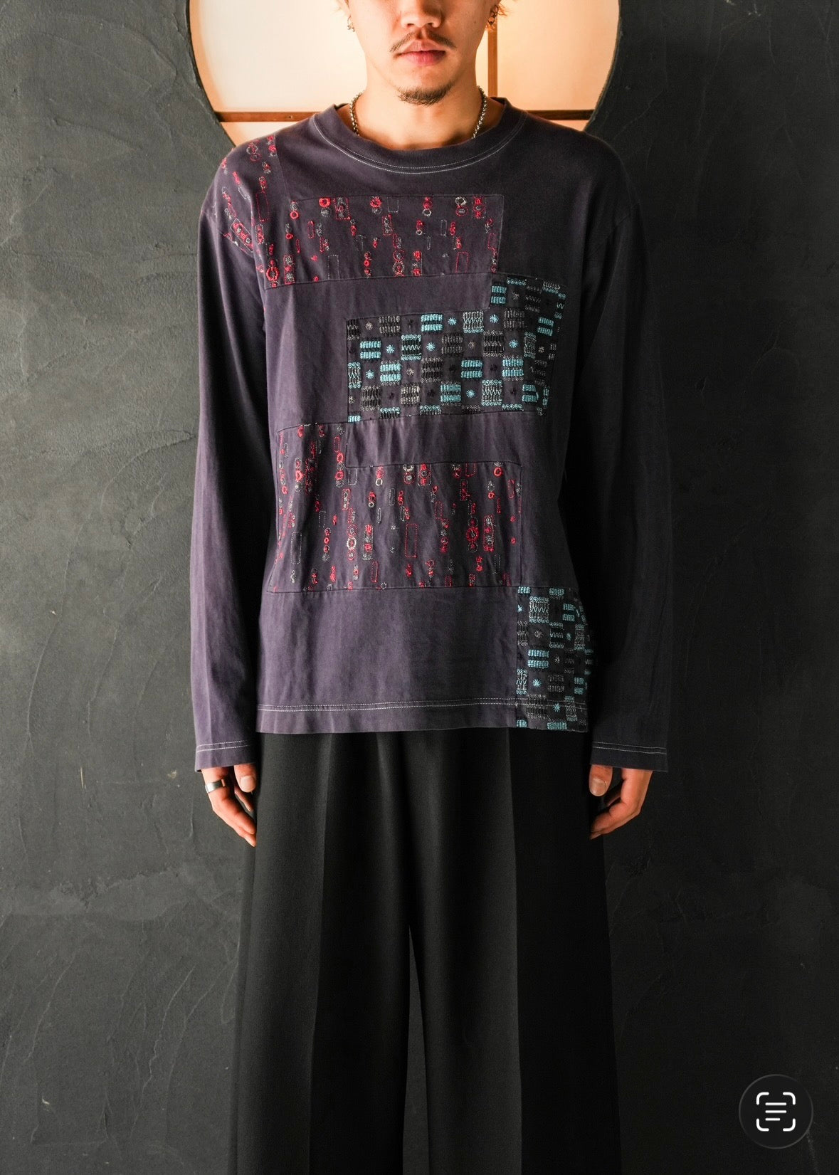 COMME des GARÇONS HOMME AD2002 embroidered panel long sleeve T-Shirt