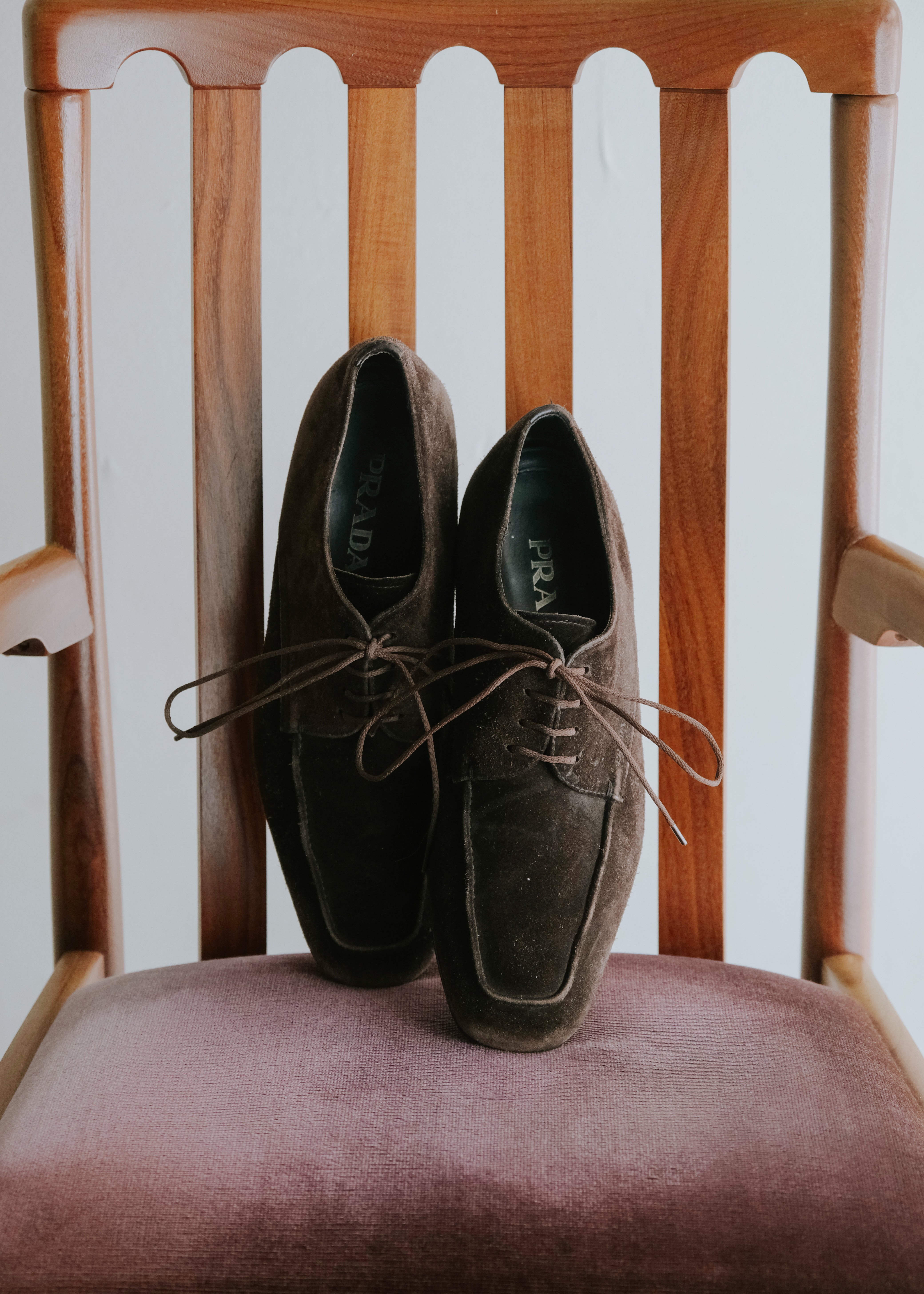 00's PRADA suede leather derby shoes