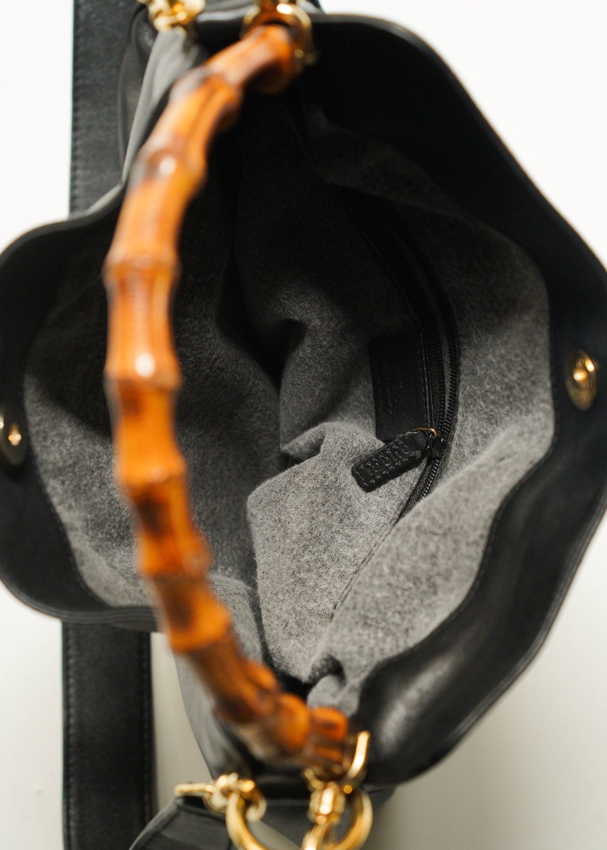 00’s GUCCI bamboo handle 2 way leather shoulder bag