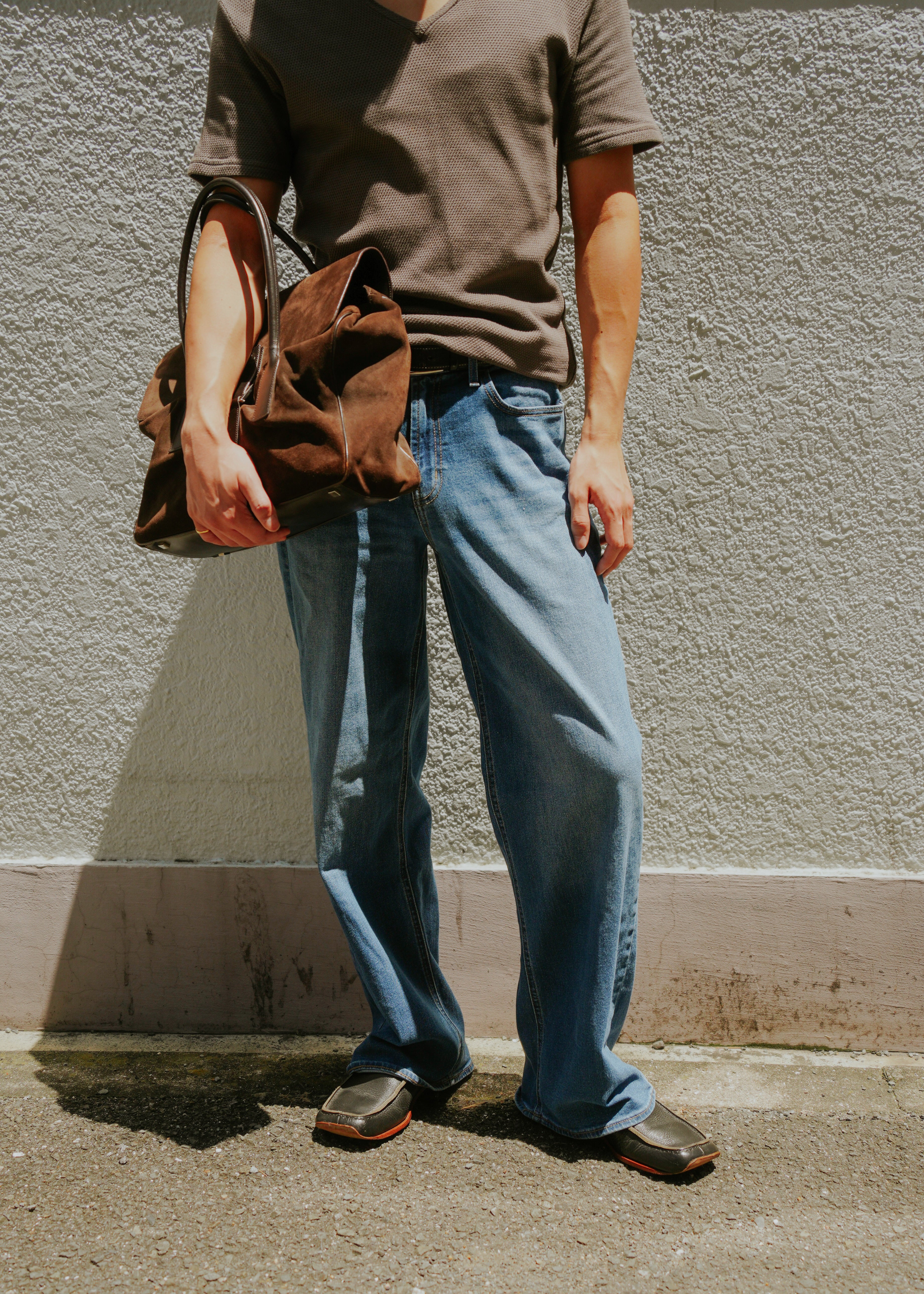 90-00's GUCCI suede leather boston bag