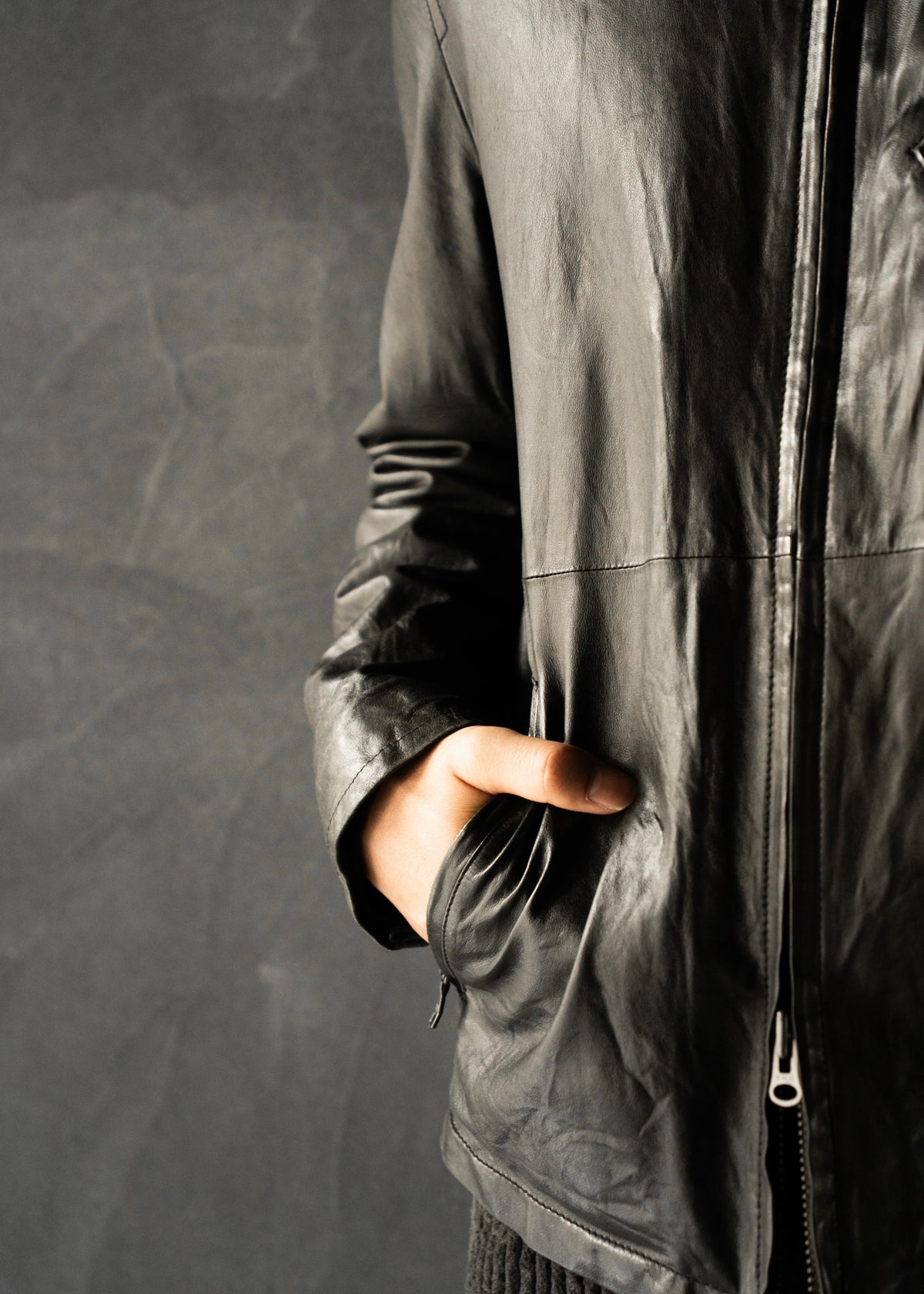 00's- BANANA REPUBLIC double zip single leather jacket