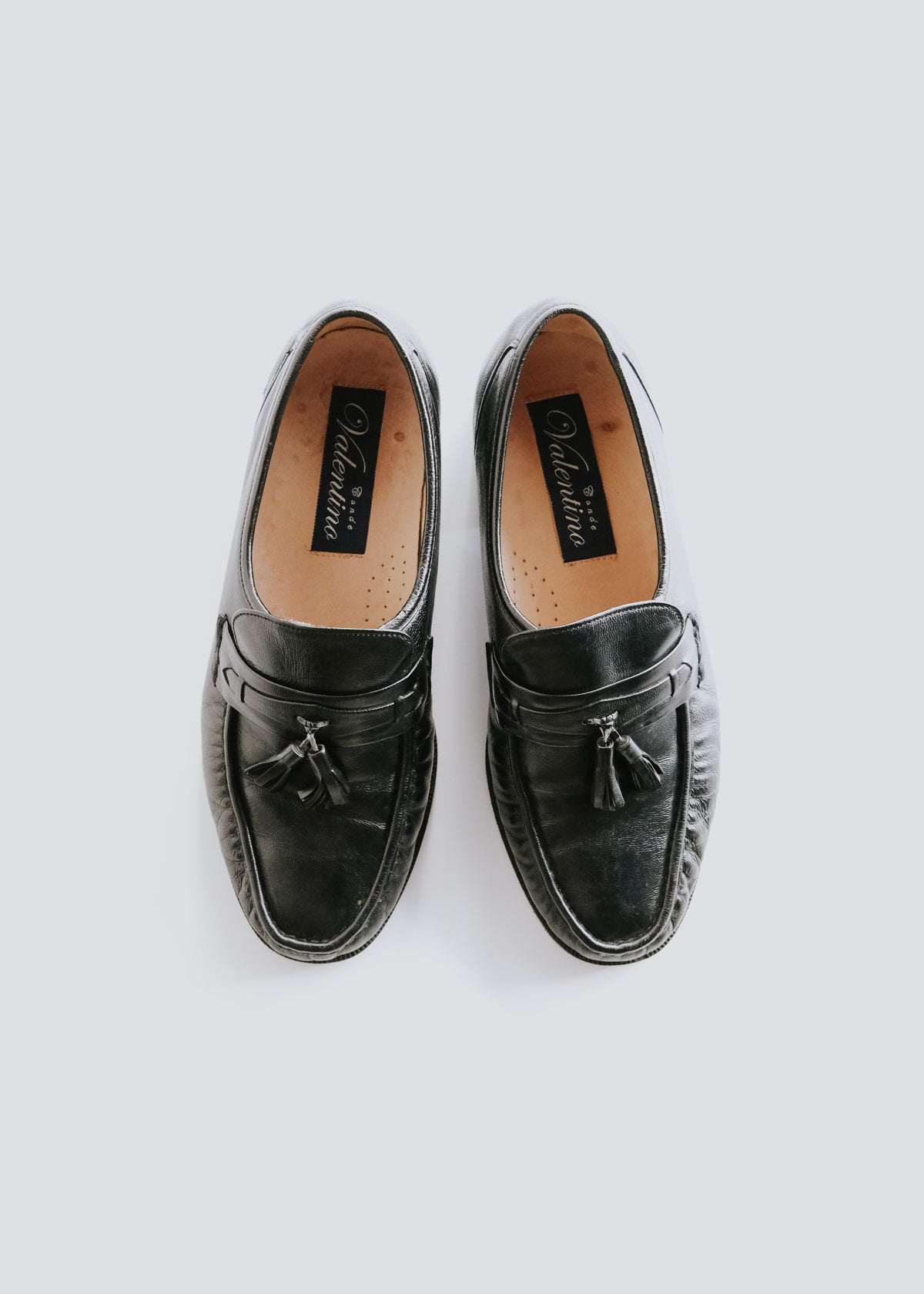 gathered leather tassel loafer