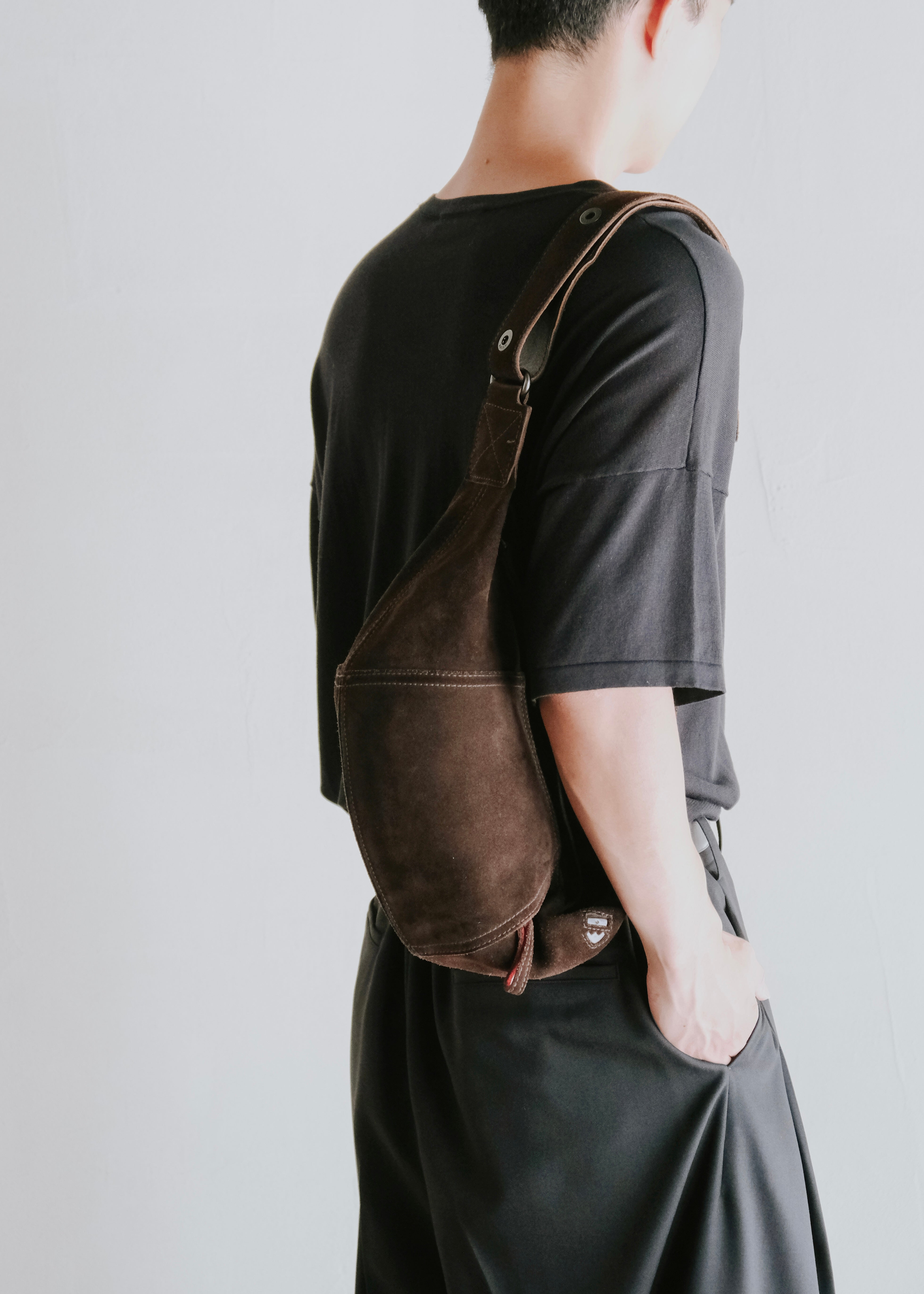 BALLY suede leather hobo shoulder bag