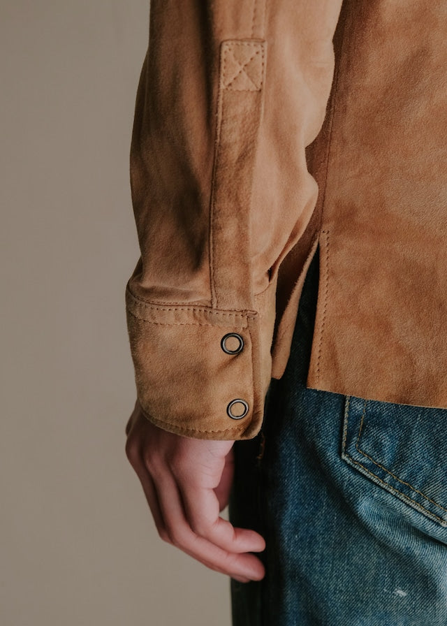 10's RUFFO suede leather snap button shirt