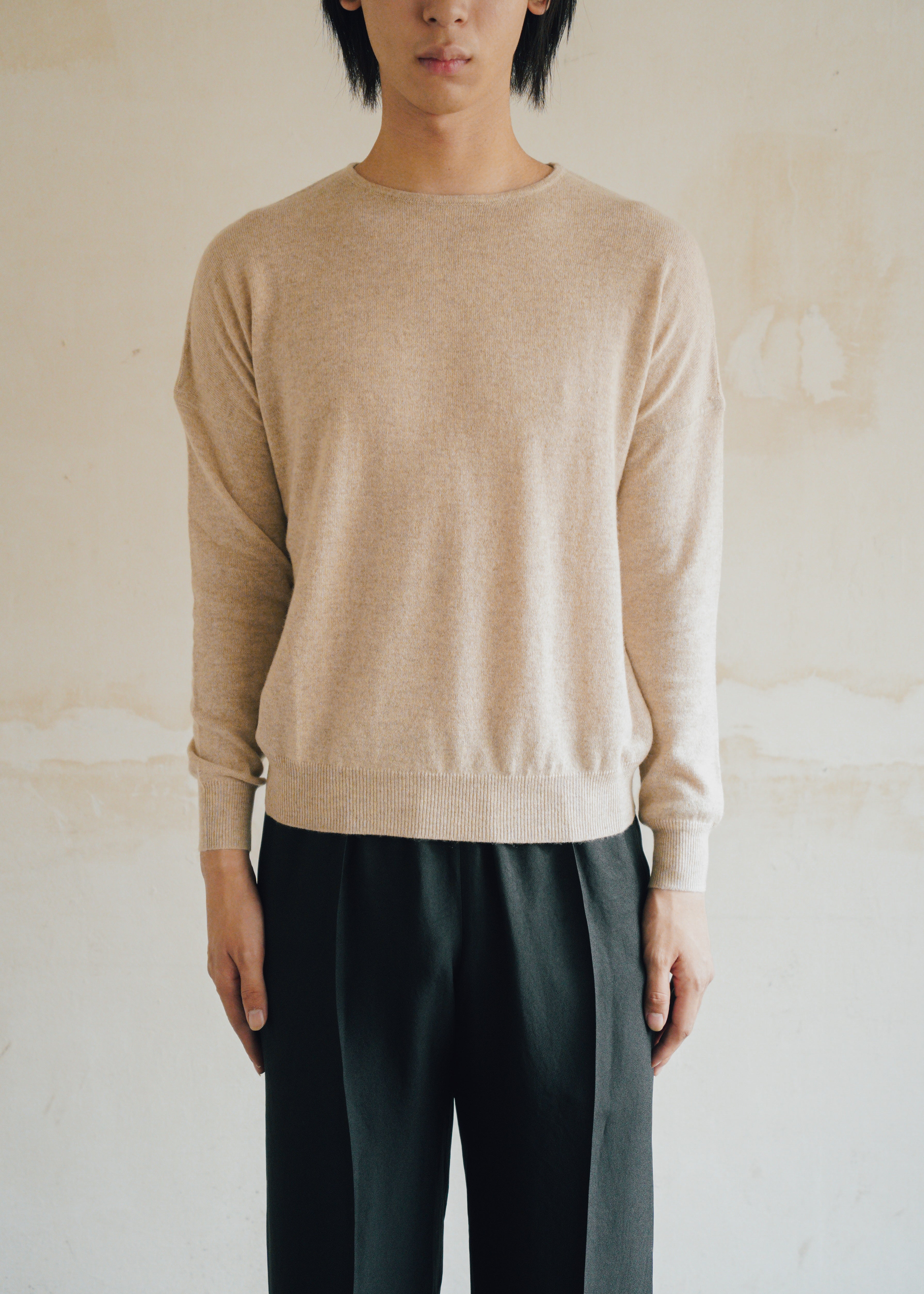JEANPAULKNOTT ジャンポールノット 26AW カシミヤ 100% Cashmere ROUND NECK SWETER BEIGE メンズ