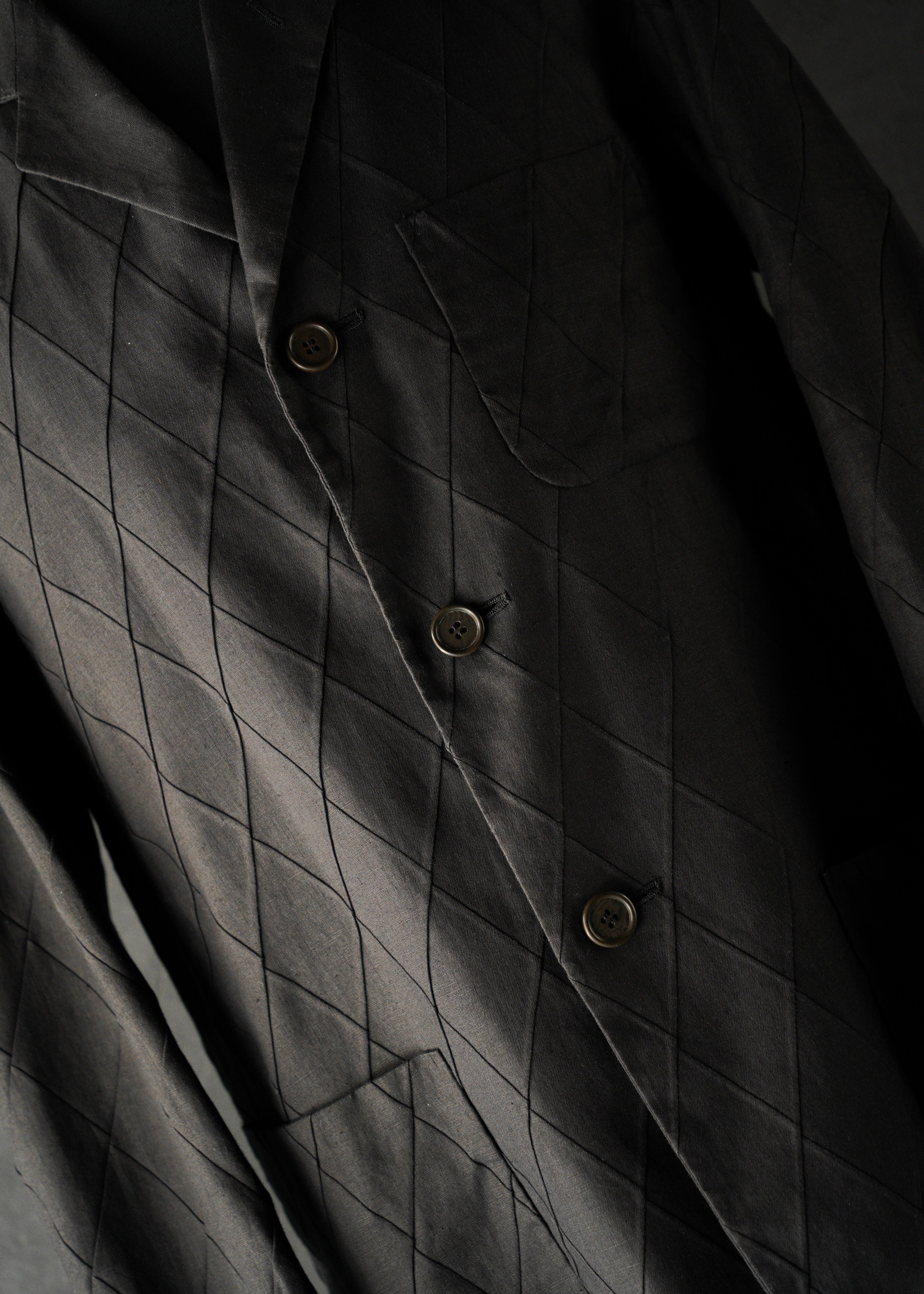 ISSEY MIYAKE MEN 02SS diamond stitch 3 b linen tailored jacket