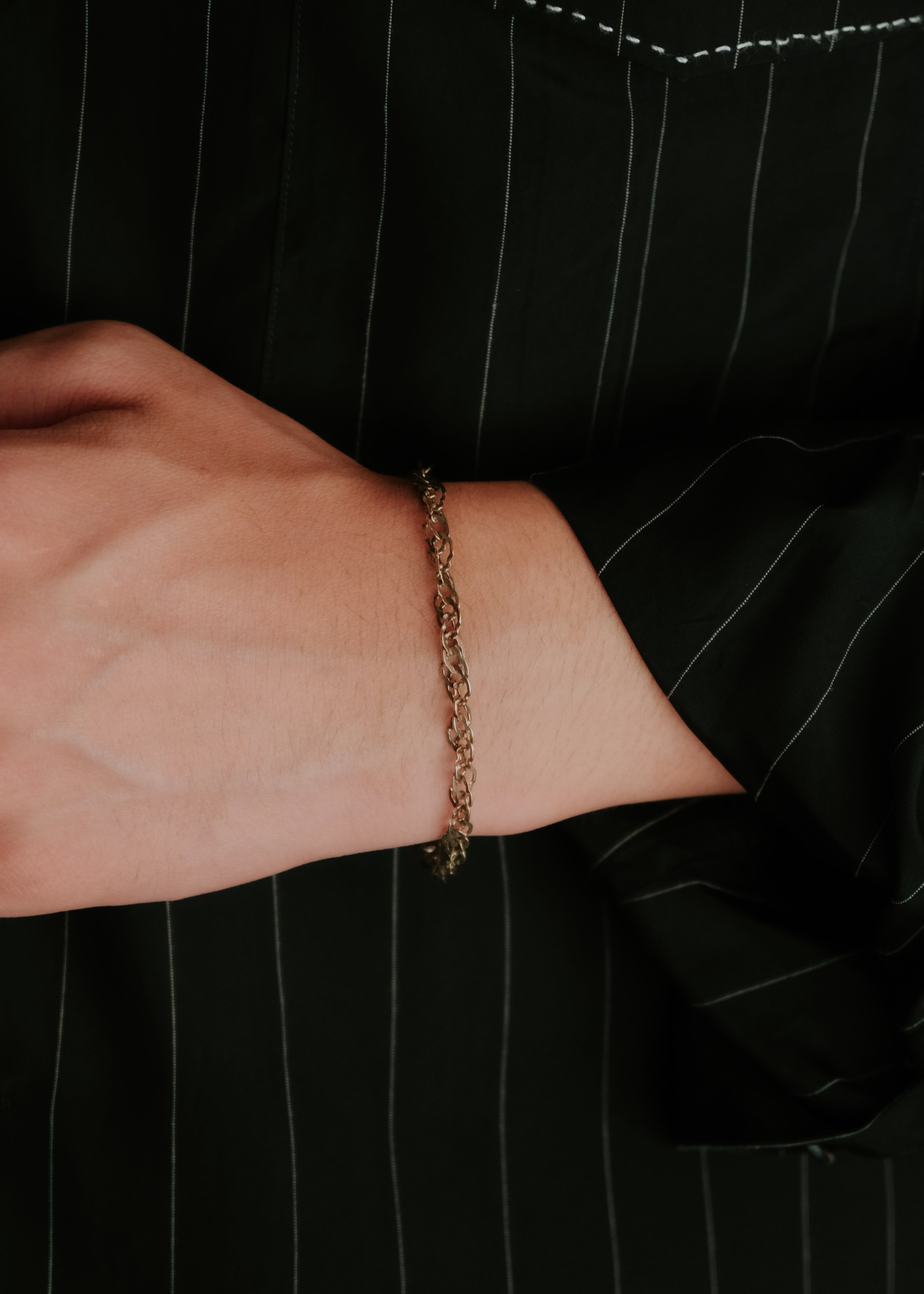 Italian vintage gold coated silver infinity link chain bracelet