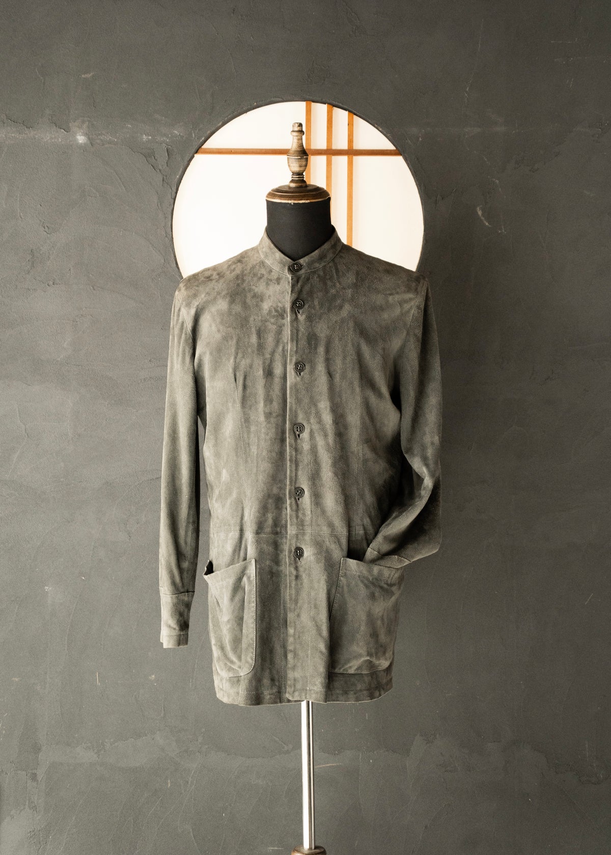 1998SS EMPORIO ARMANI band collar suede leather jacket