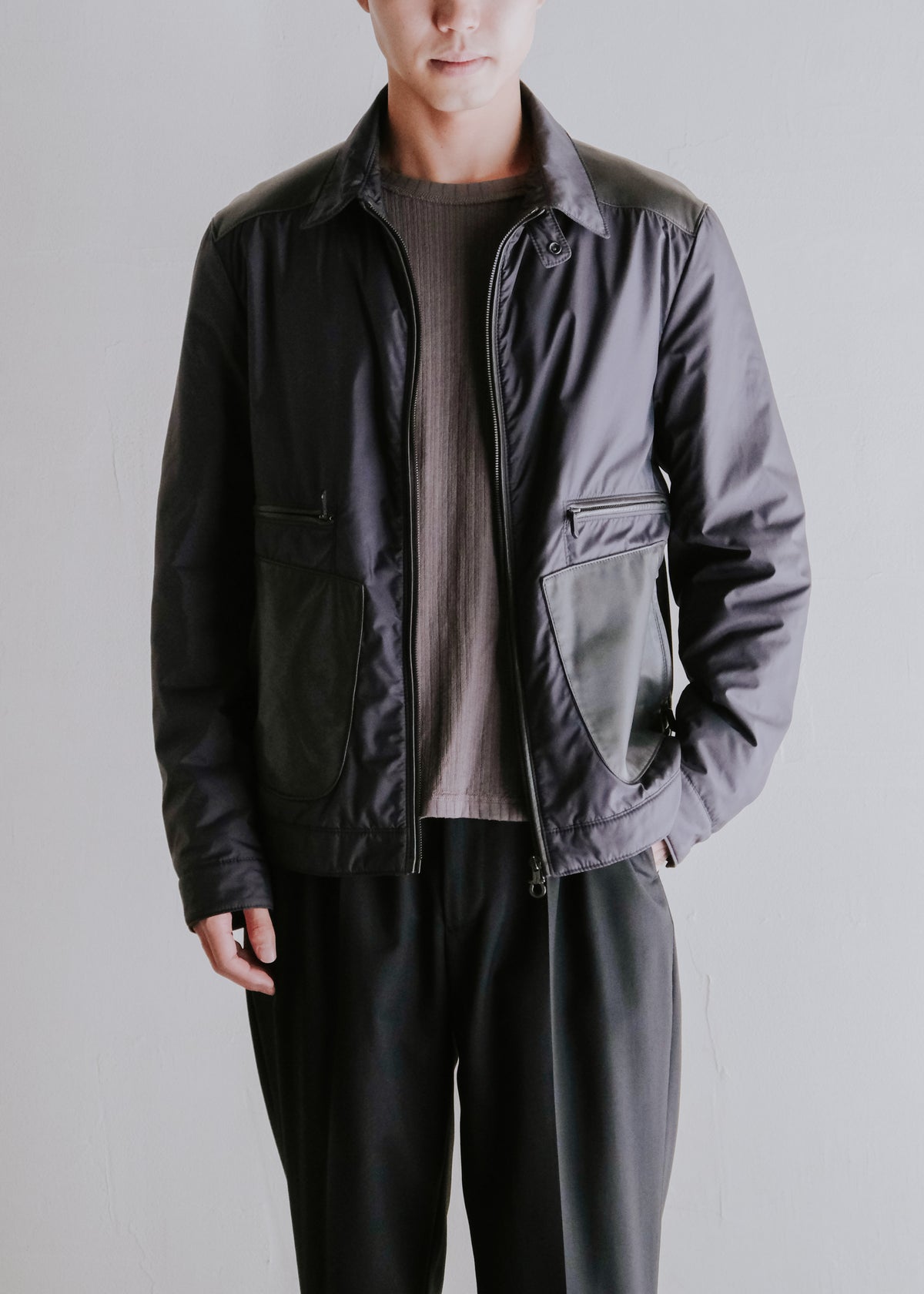 Salvatore Ferragamo サルヴァトーレフェラガモ 90-00年代 レザー patchworks padded ブルゾン メンズ