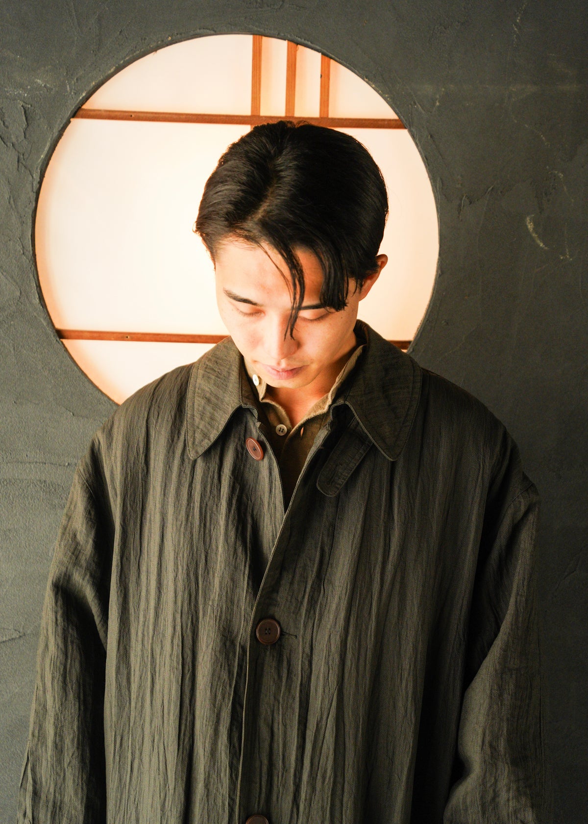 70-80’s GIORGIO ARMANI linen balmacaan coat