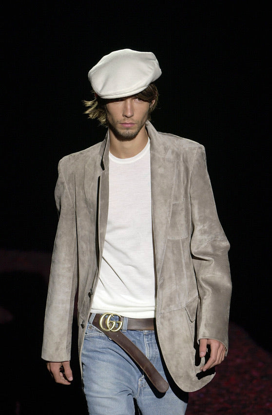 Gucci by Tom Ford 01AW 2b single suede leather tailored jacket