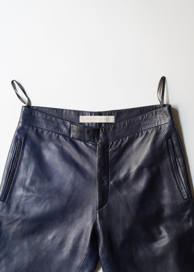 RUFFO RESEARCH 01SS piping straight leather trousers by Sophia Kokosalaki