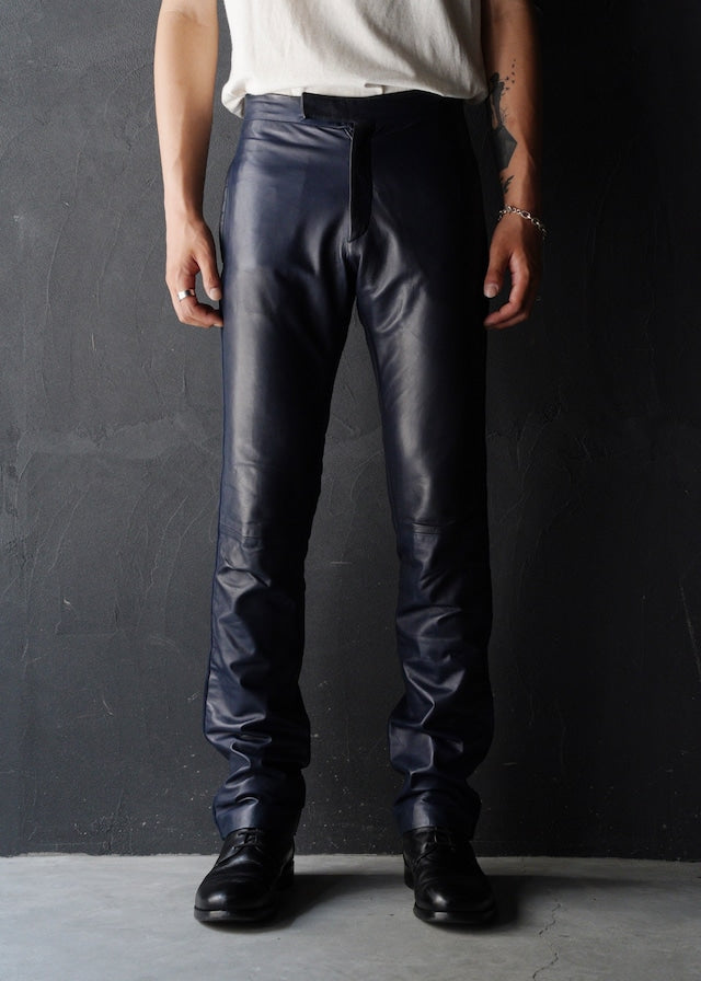RUFFO RESEARCH 01SS piping straight leather trousers by Sophia Kokosalaki