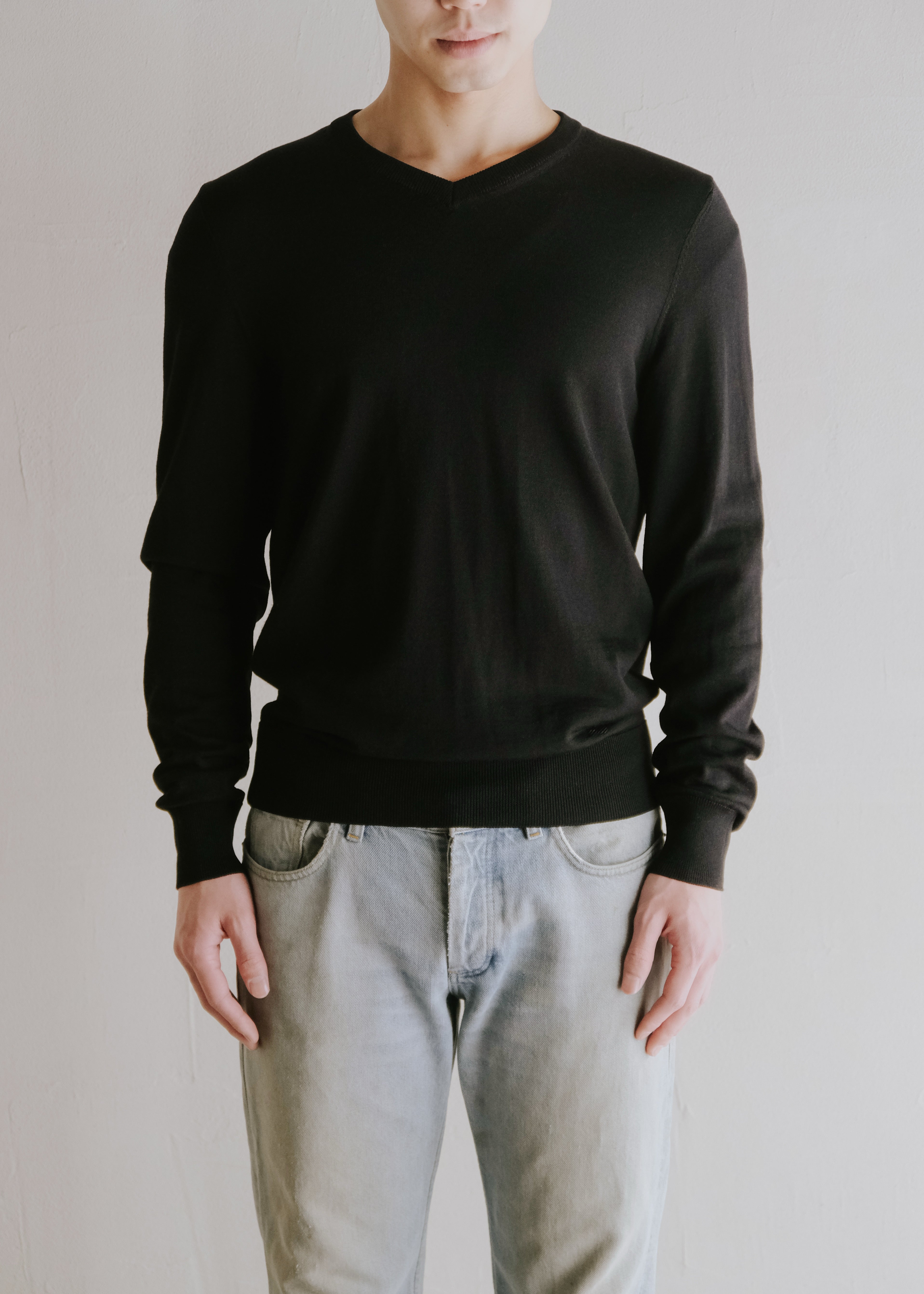 EMPORIO ARMANI 00-10's v-neck cotton wool knit
