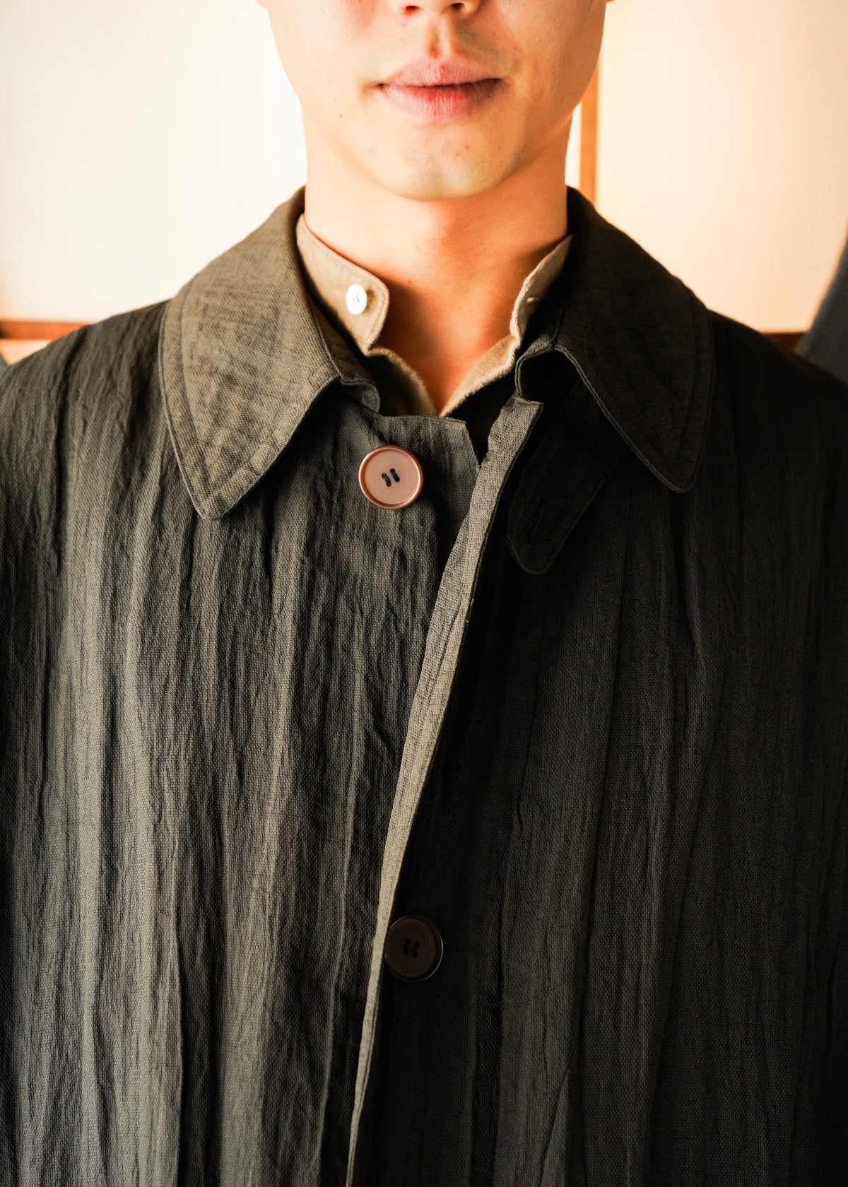 70-80’s GIORGIO ARMANI linen balmacaan coat