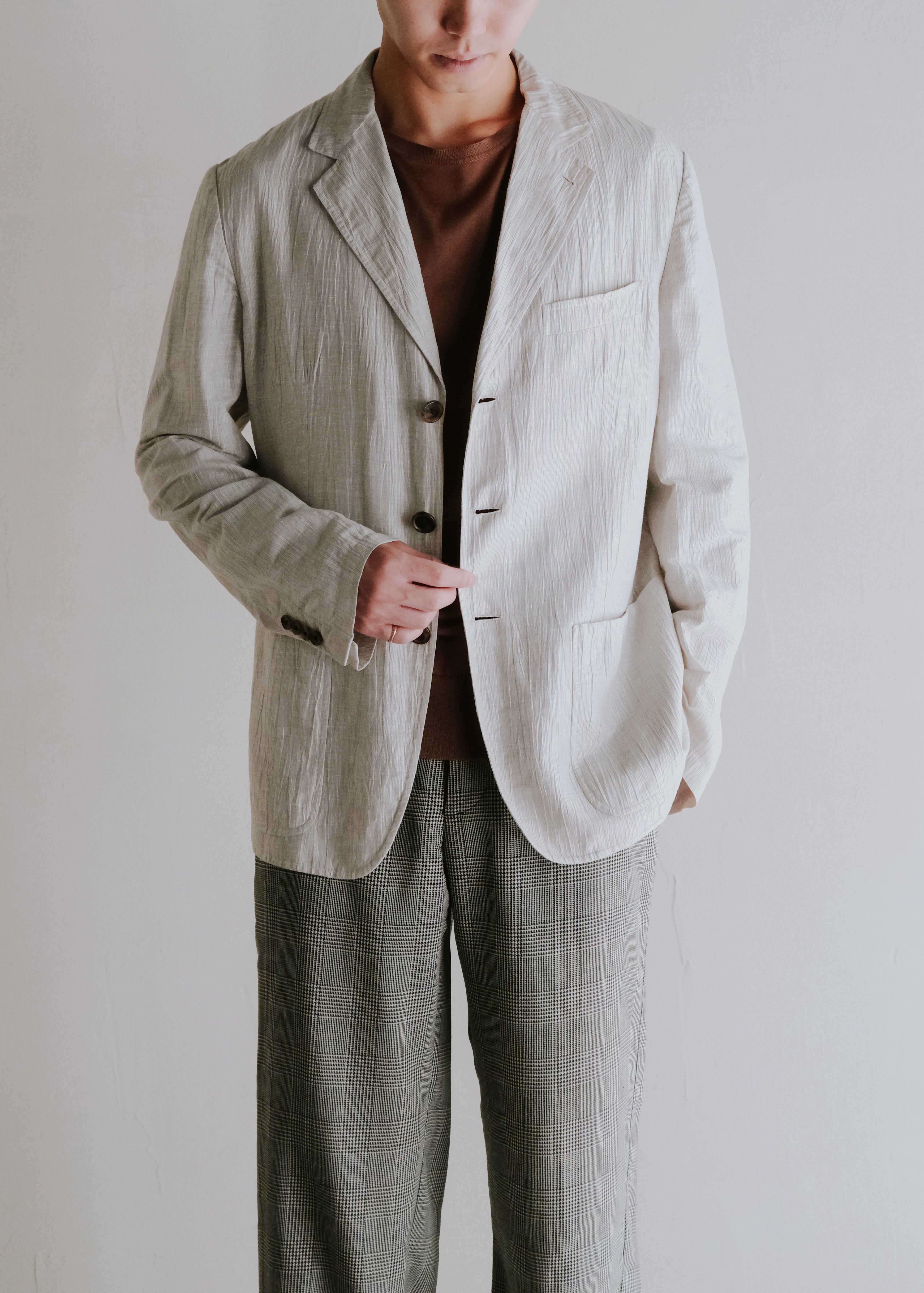 10's- HERMÈS ripple textured 3B tailored jacket