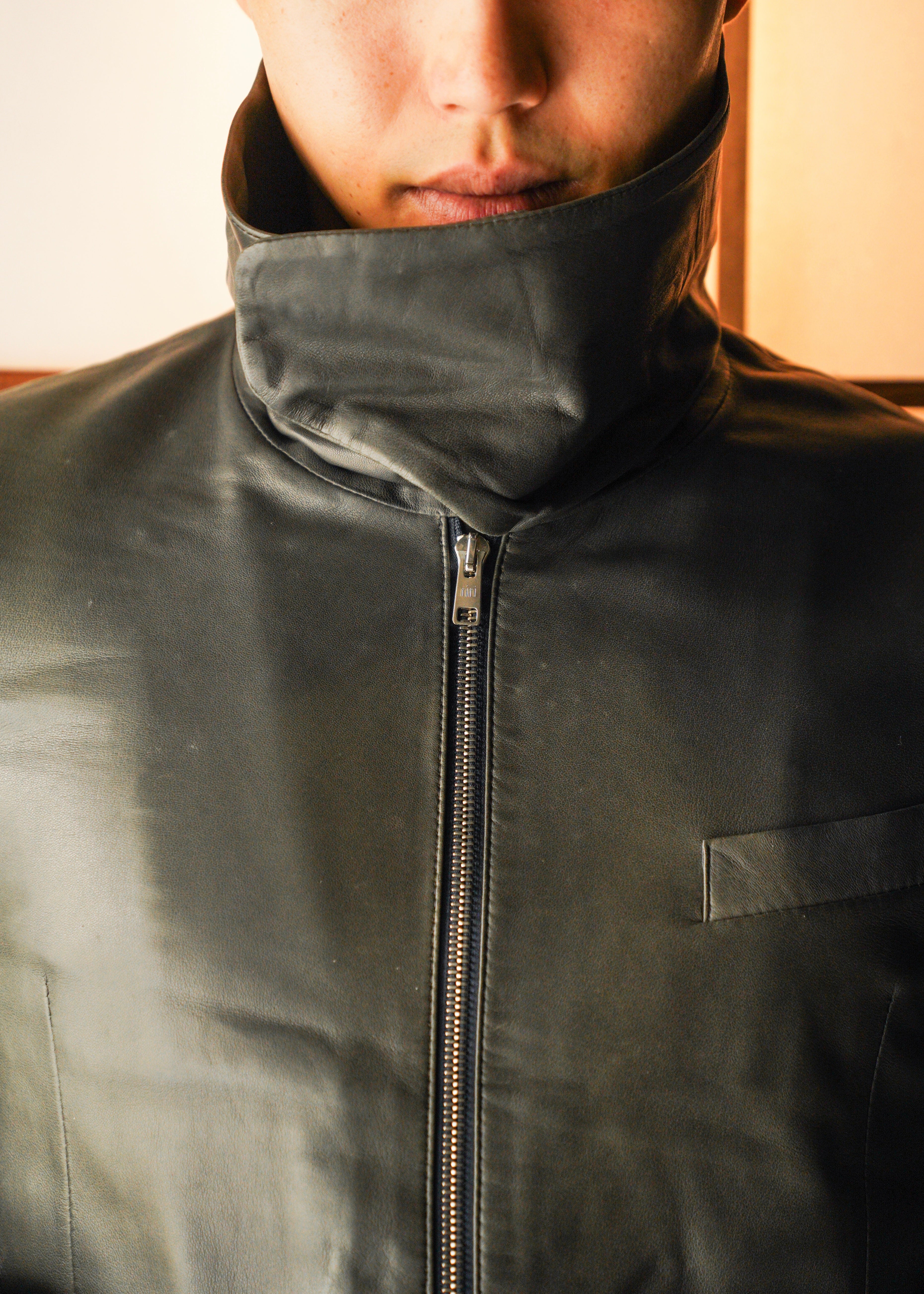 Paul Smith 2010AW stand collar zip up lamb leather jacket