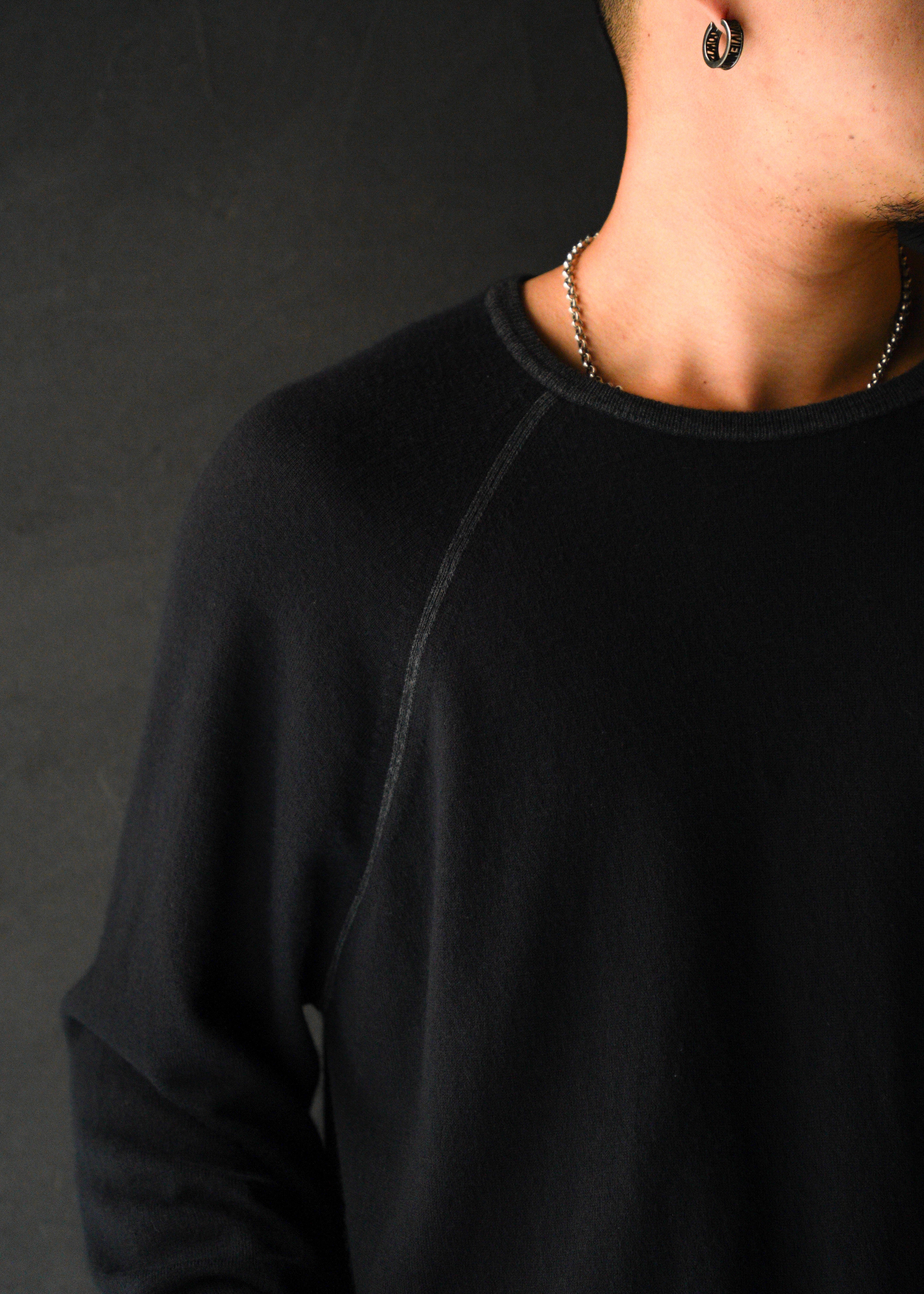 00’s Salvatore Ferragamo cotton blend cashmere raglan sleeve crew neck knit