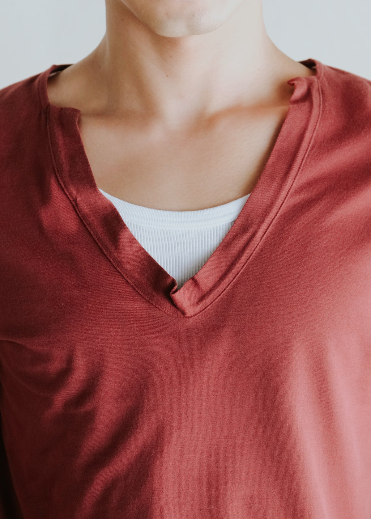 BOTTEGA VENETA 10SS deep V neck cotton long sleeves top