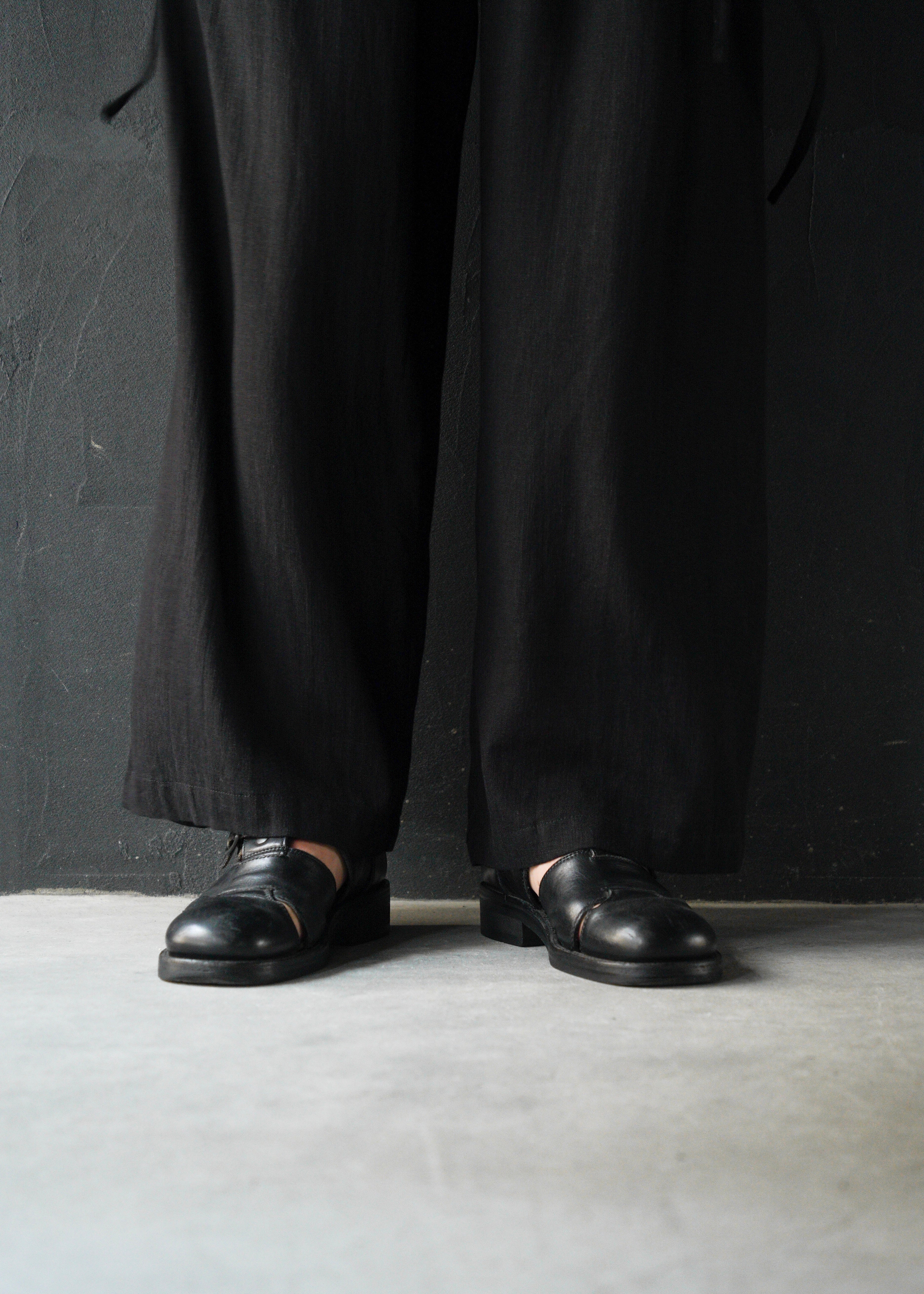 linen draw coded wide straight trousers