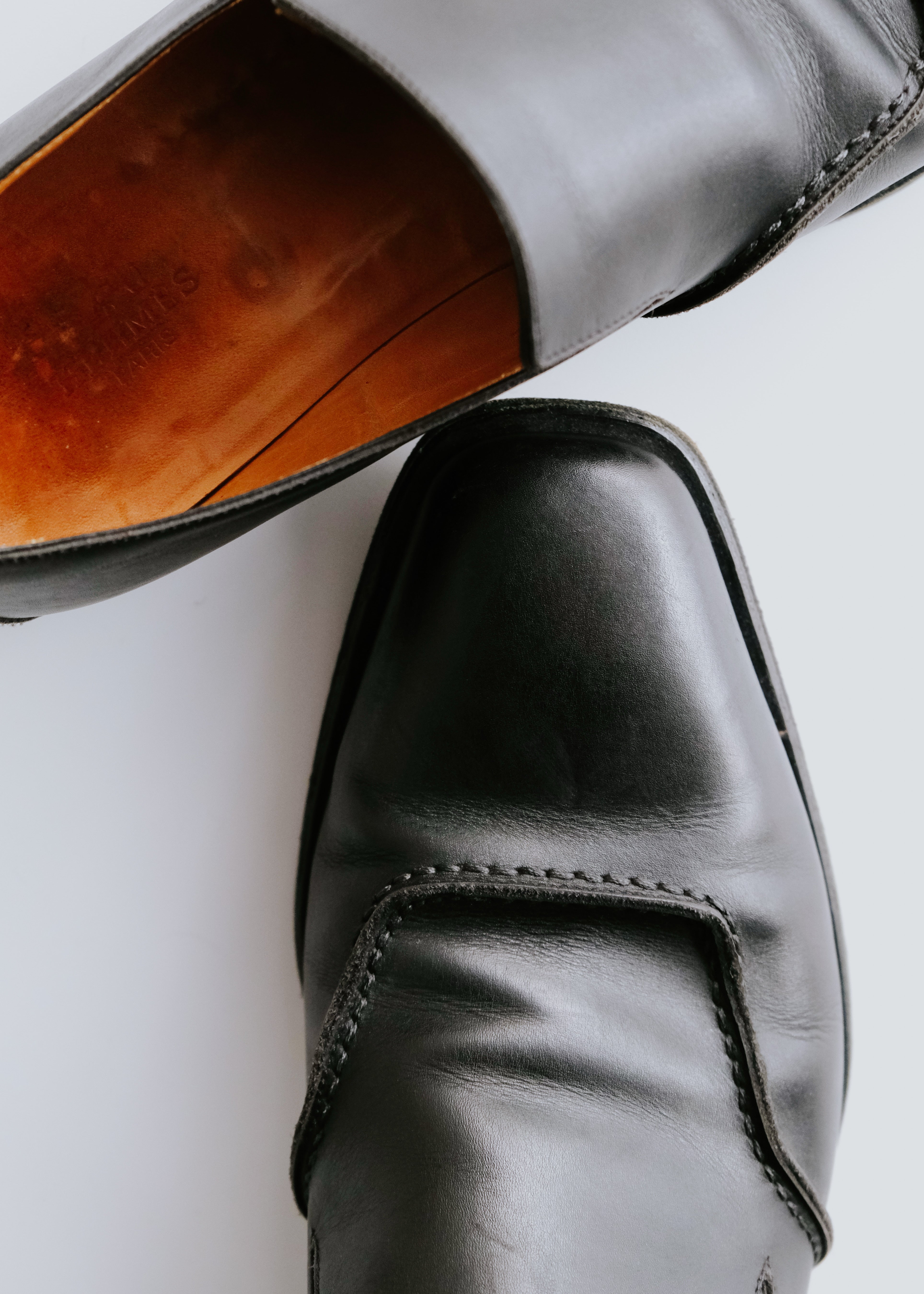 90-00's HERMÈS square toe leather venetian loafers