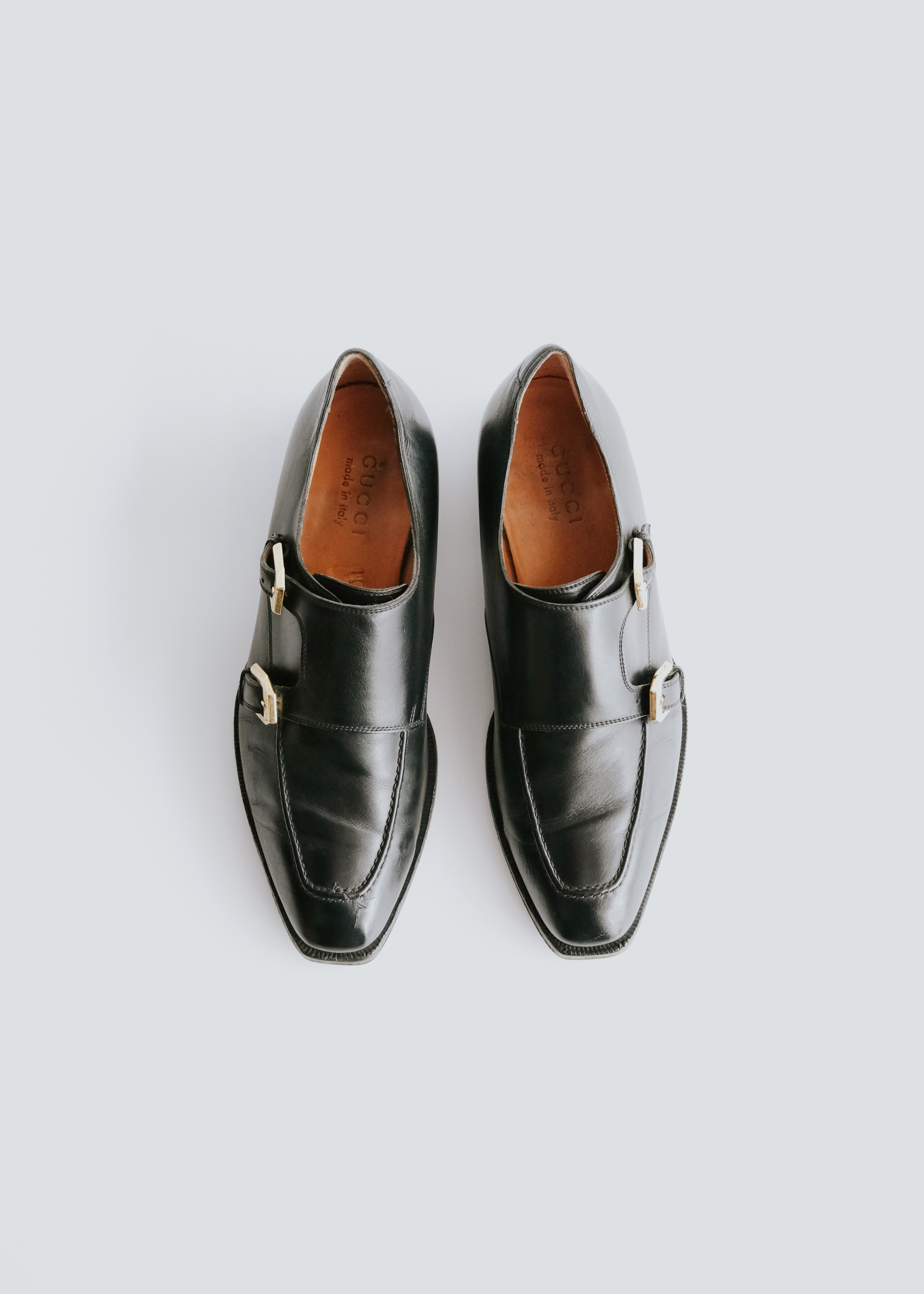 GUCCI double monk strap leather shoes