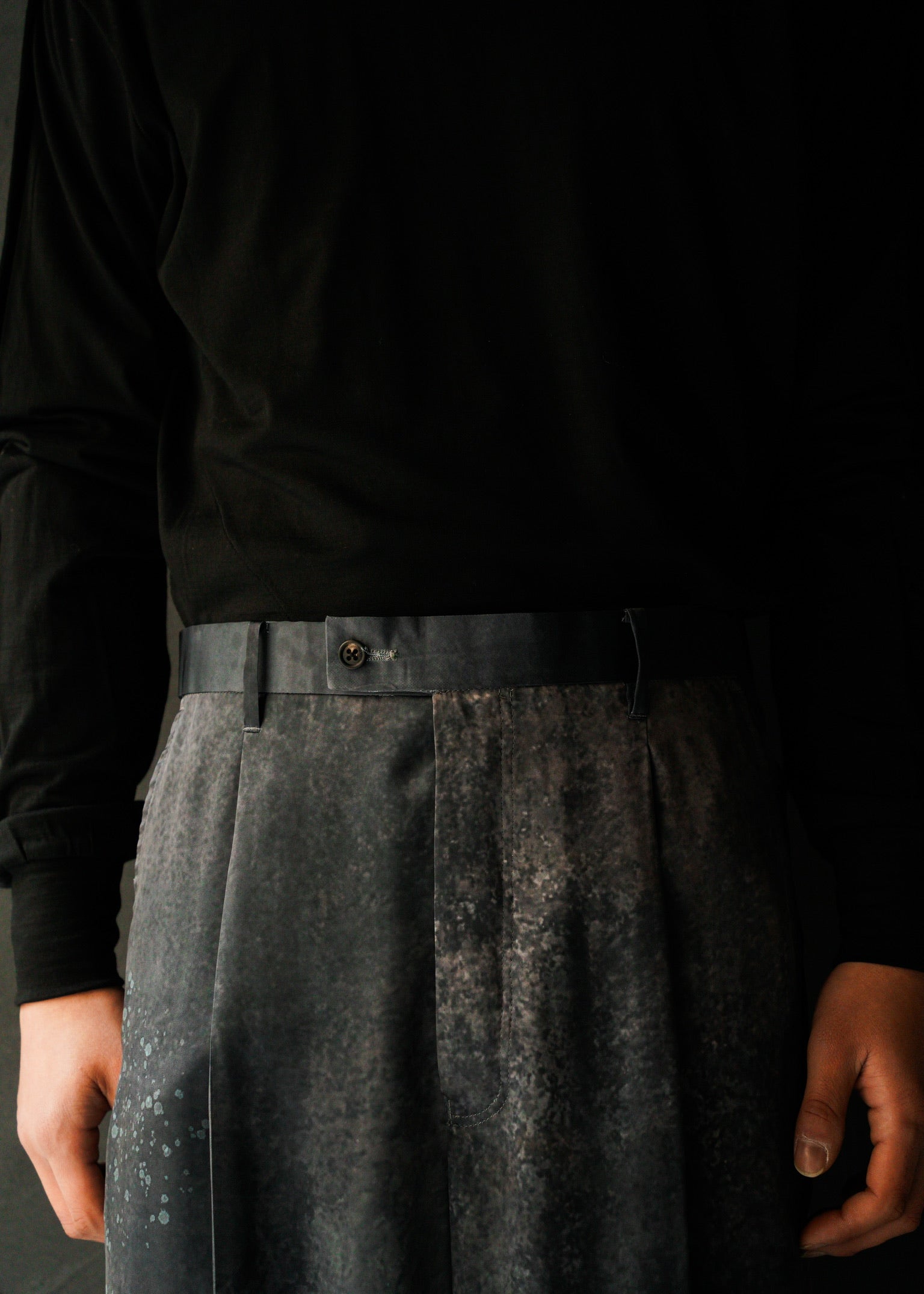 SASAKI SATORU 26SS single tuck wide trousers / Black