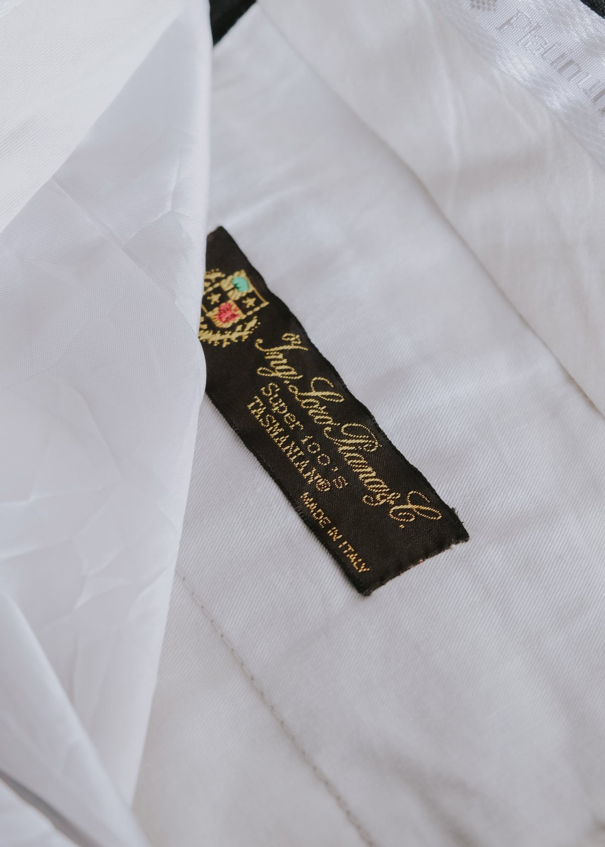 90-00's malla sadi by Loro piana TASMANIAN Super 100's wool three tucked relaxing tapered slacks