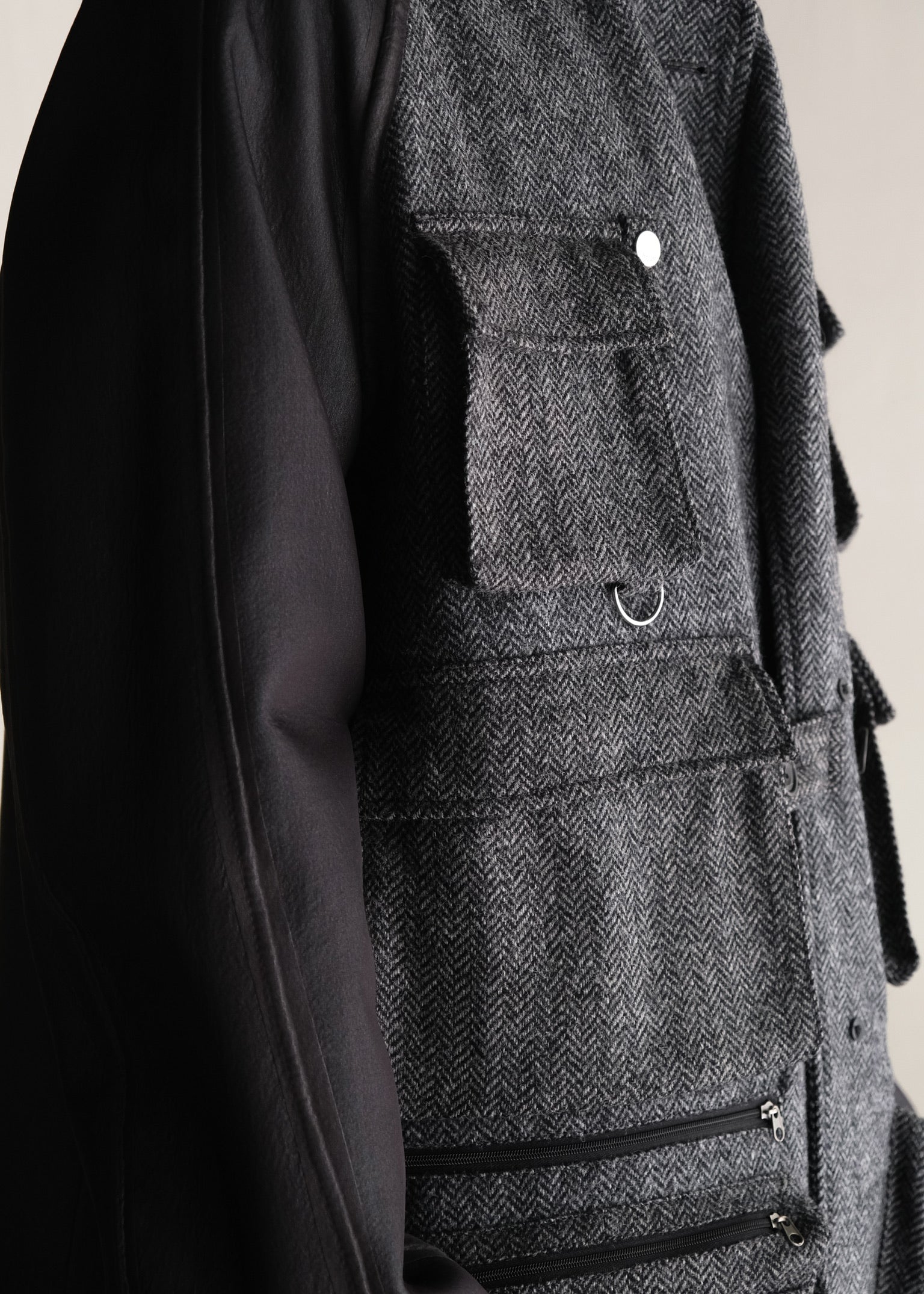 PHENIX by TKMT TYPE P-002A wool tweed balmacaan coat / Gray