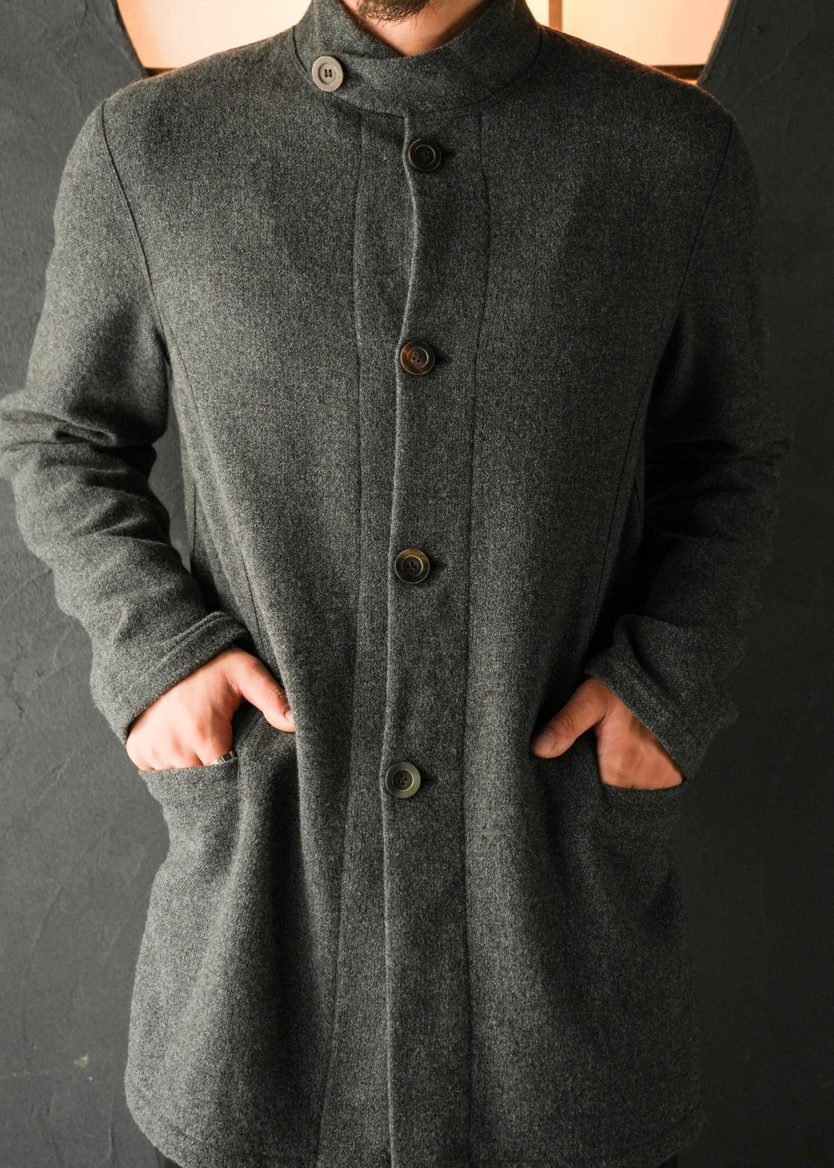 EMPORIO ARMANI 04AW cashmere blend mao collar wool jacket