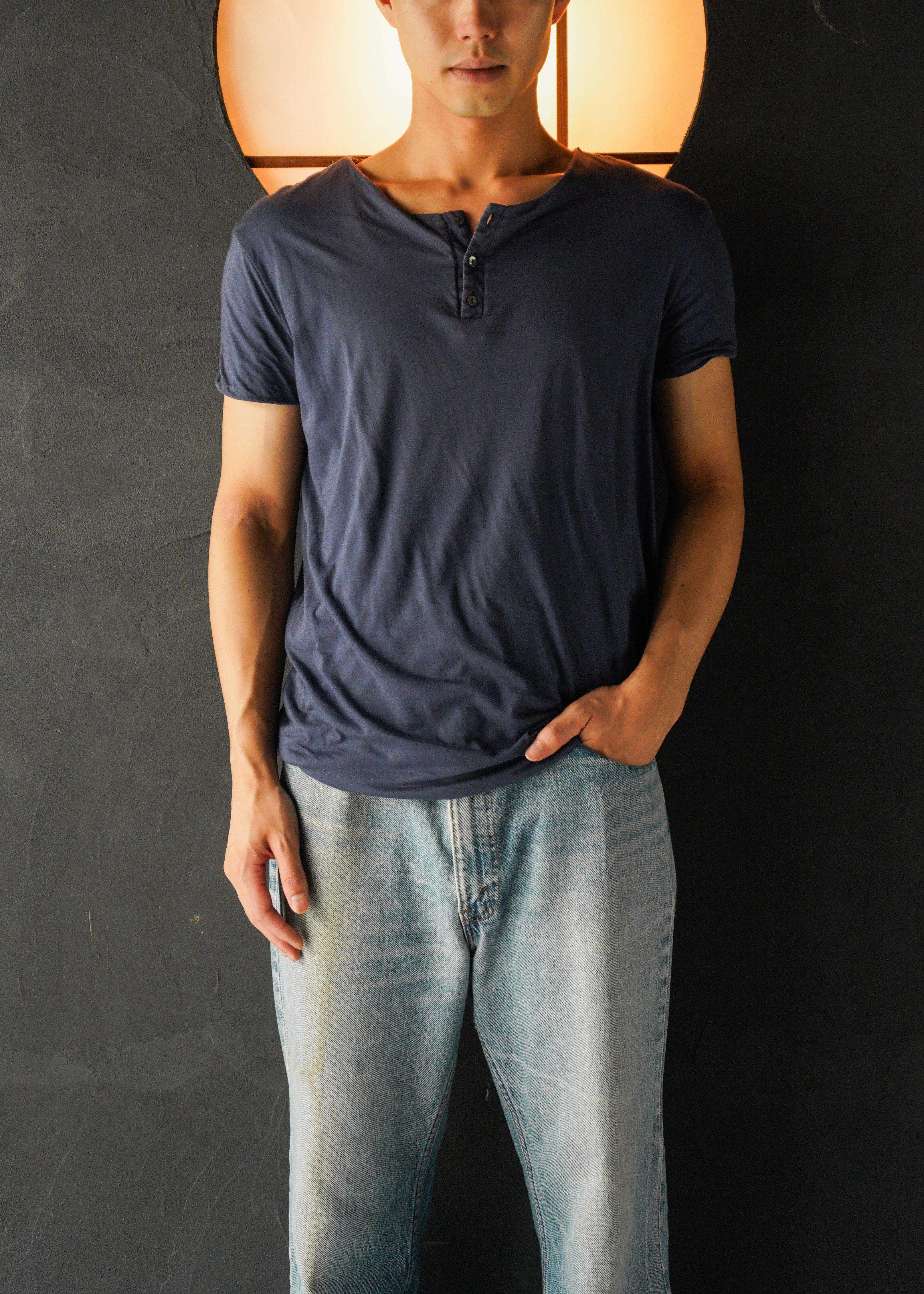CoSTUME NATIONAL HOMME 2012SS henley neck gathered short sleeve T-Shirt