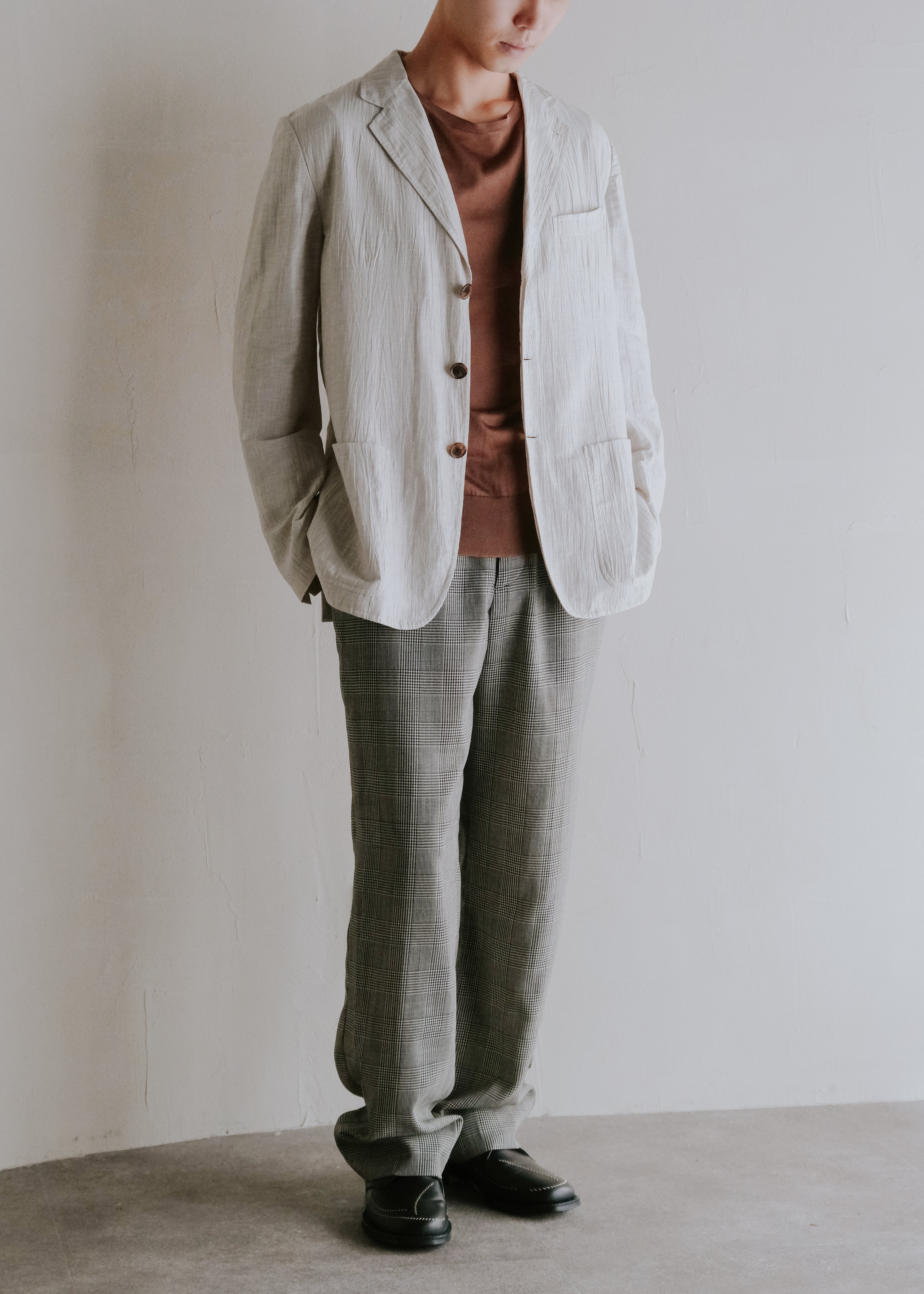 10's- HERMÈS ripple textured 3B tailored jacket