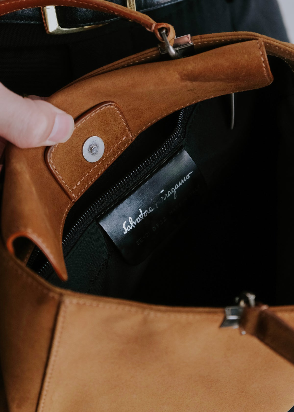 Salvatore Ferragamo suede leather hand bag