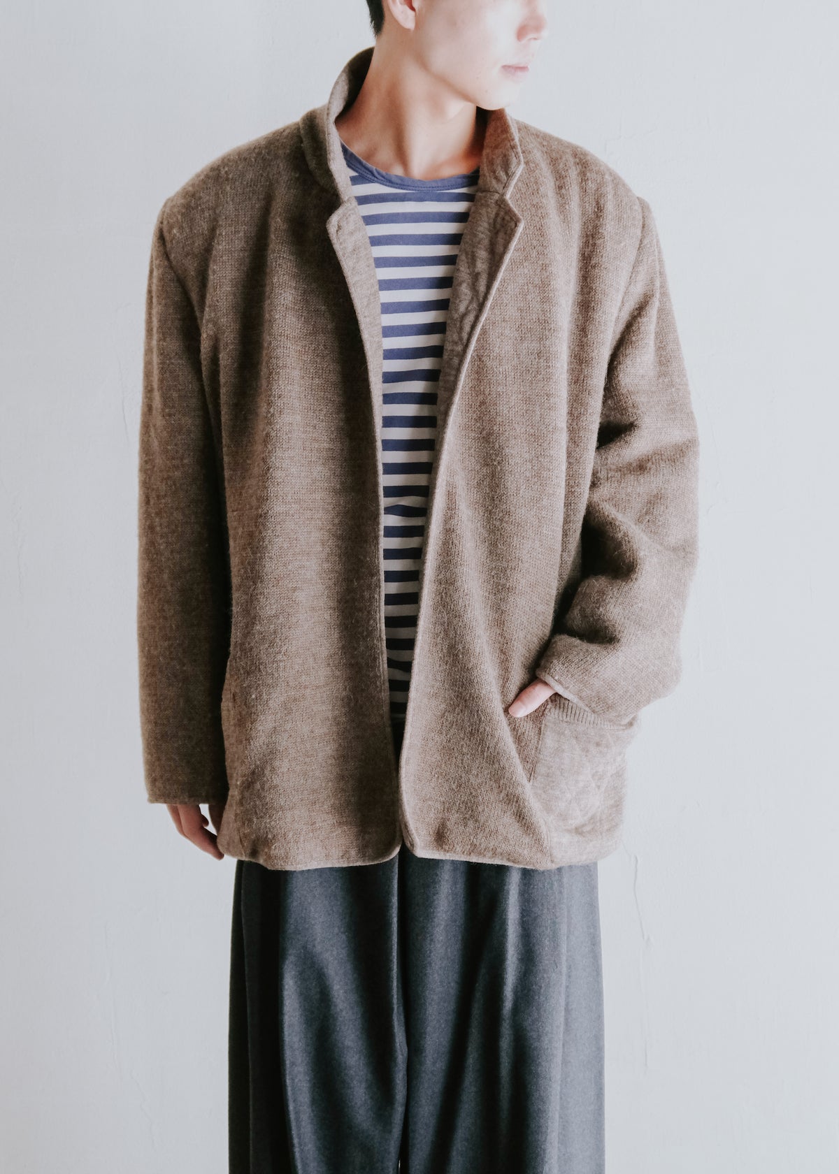 -90's HERMÈS open front quilted lapel jacket