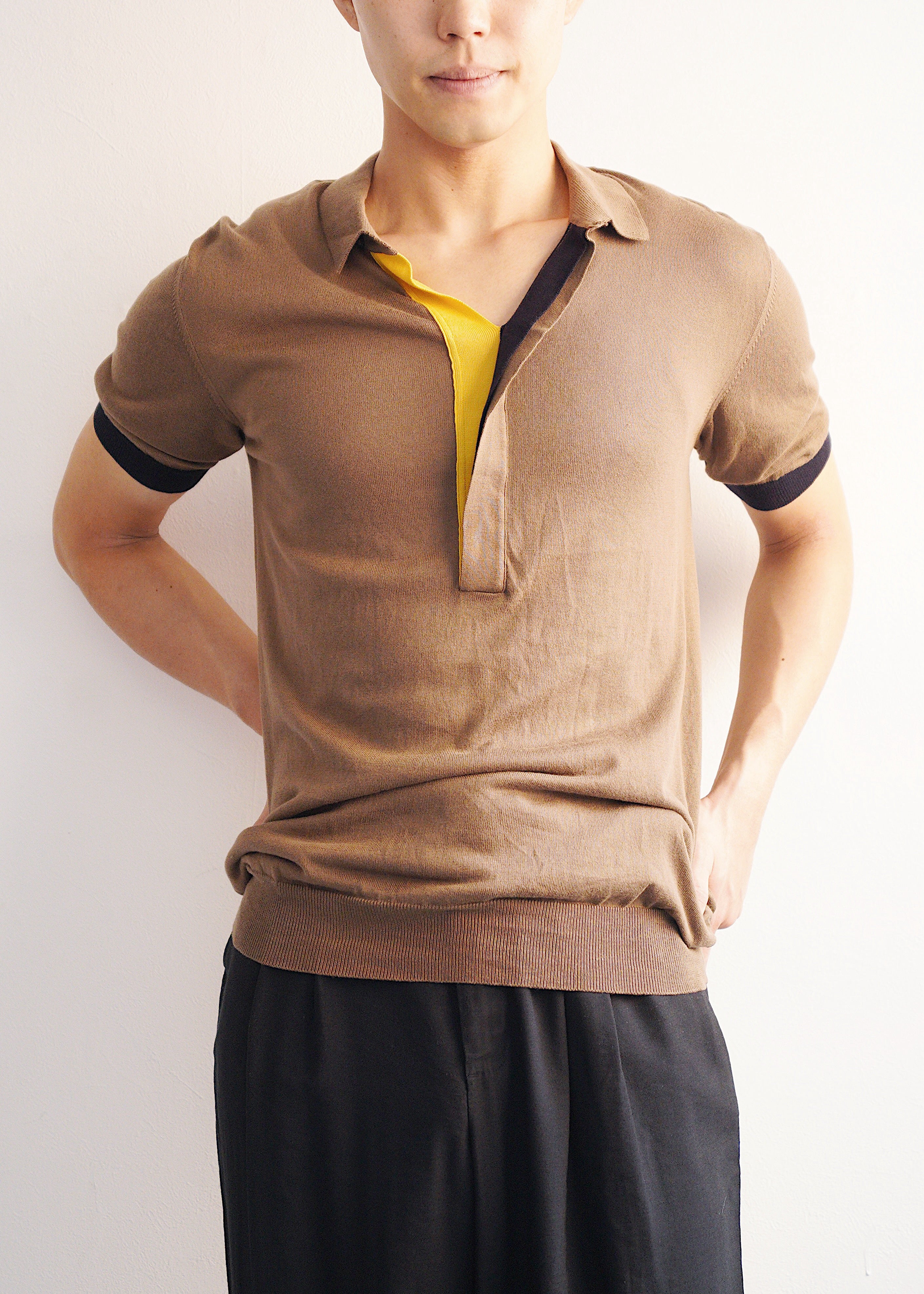 JIL SANDER 09SS by Raf Simons bi-color knit polo